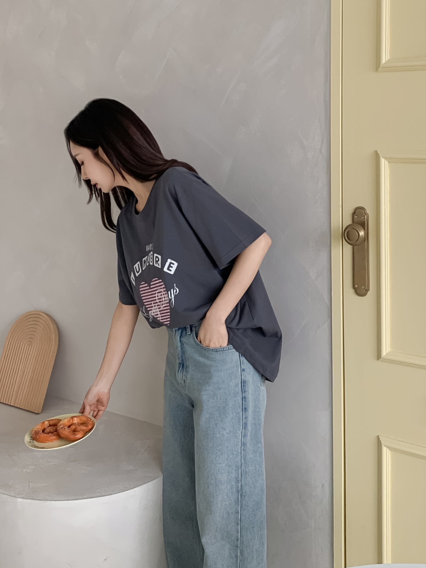コットンラウンドネックオーバーサイズ半袖プリントTシャツ | 詳細画像16