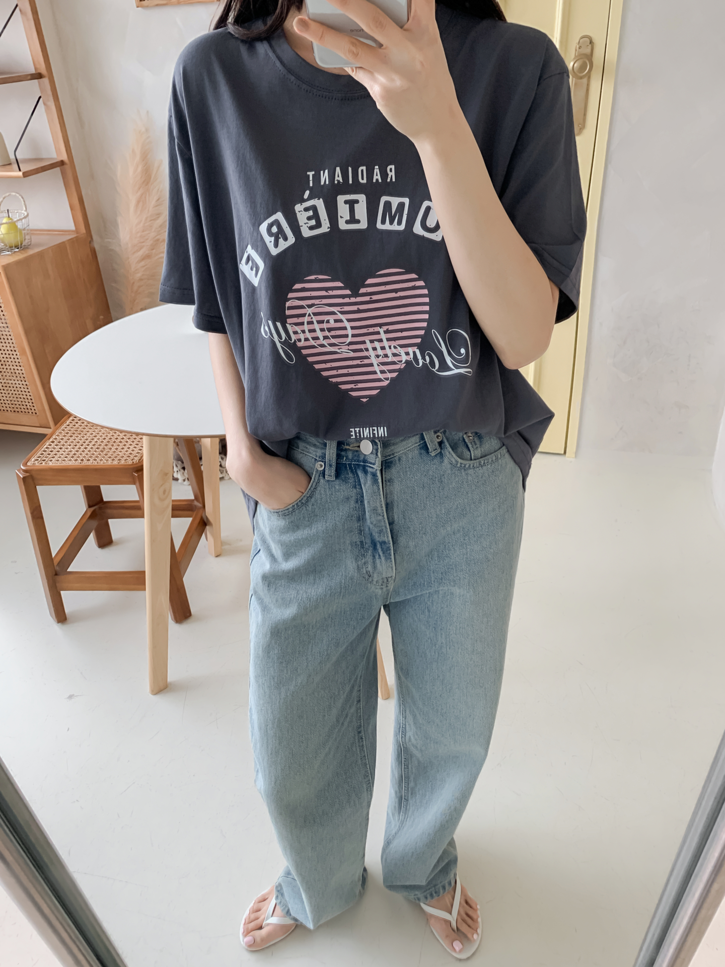 コットンラウンドネックオーバーサイズ半袖プリントTシャツ | 詳細画像17