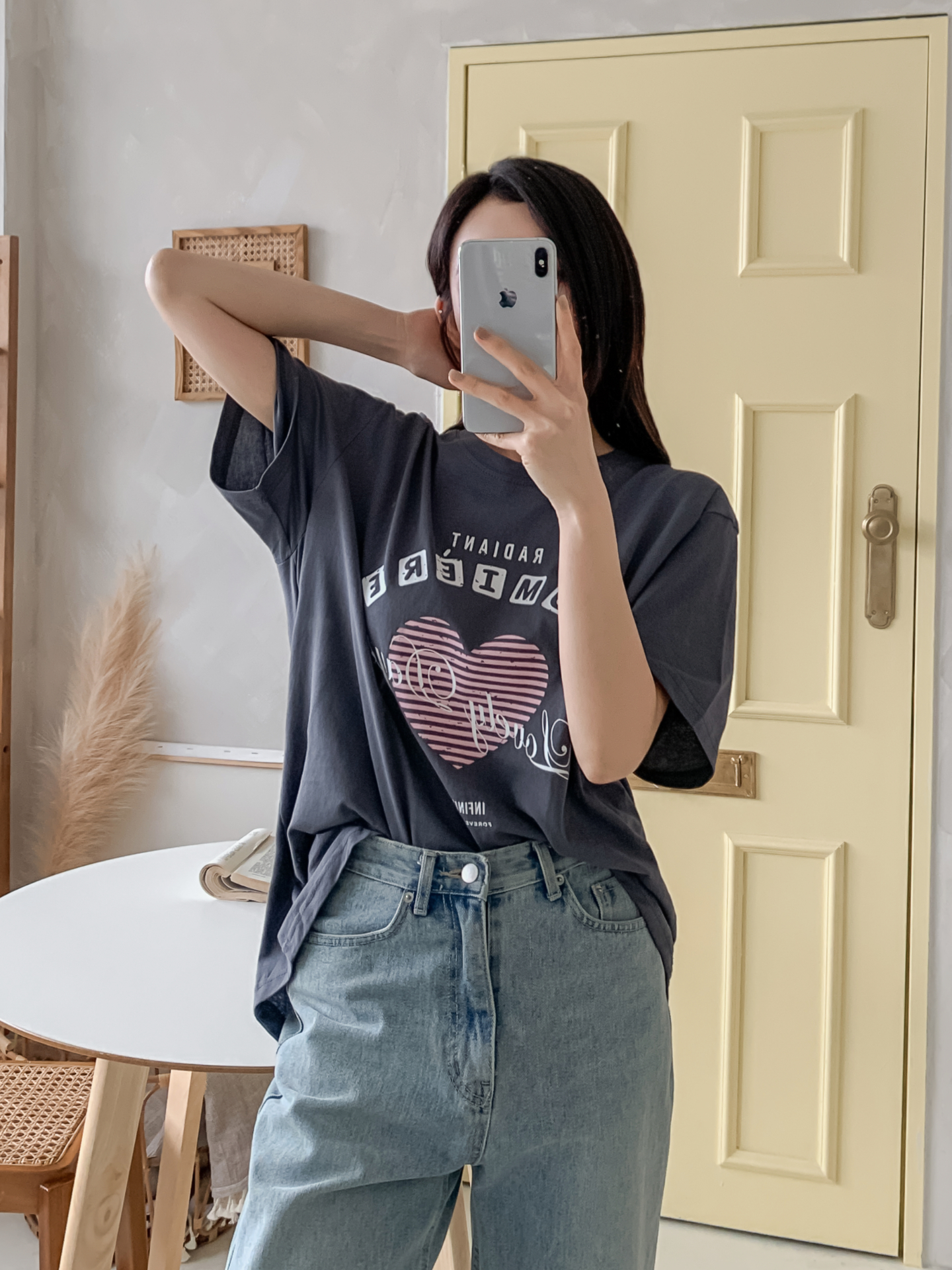 コットンラウンドネックオーバーサイズ半袖プリントTシャツ | 詳細画像18