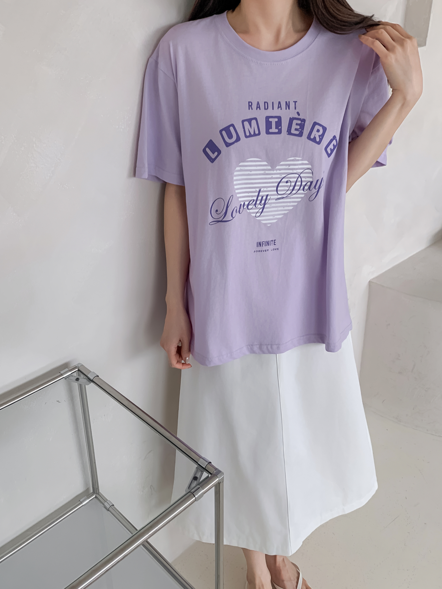 コットンラウンドネックオーバーサイズ半袖プリントTシャツ | 詳細画像20