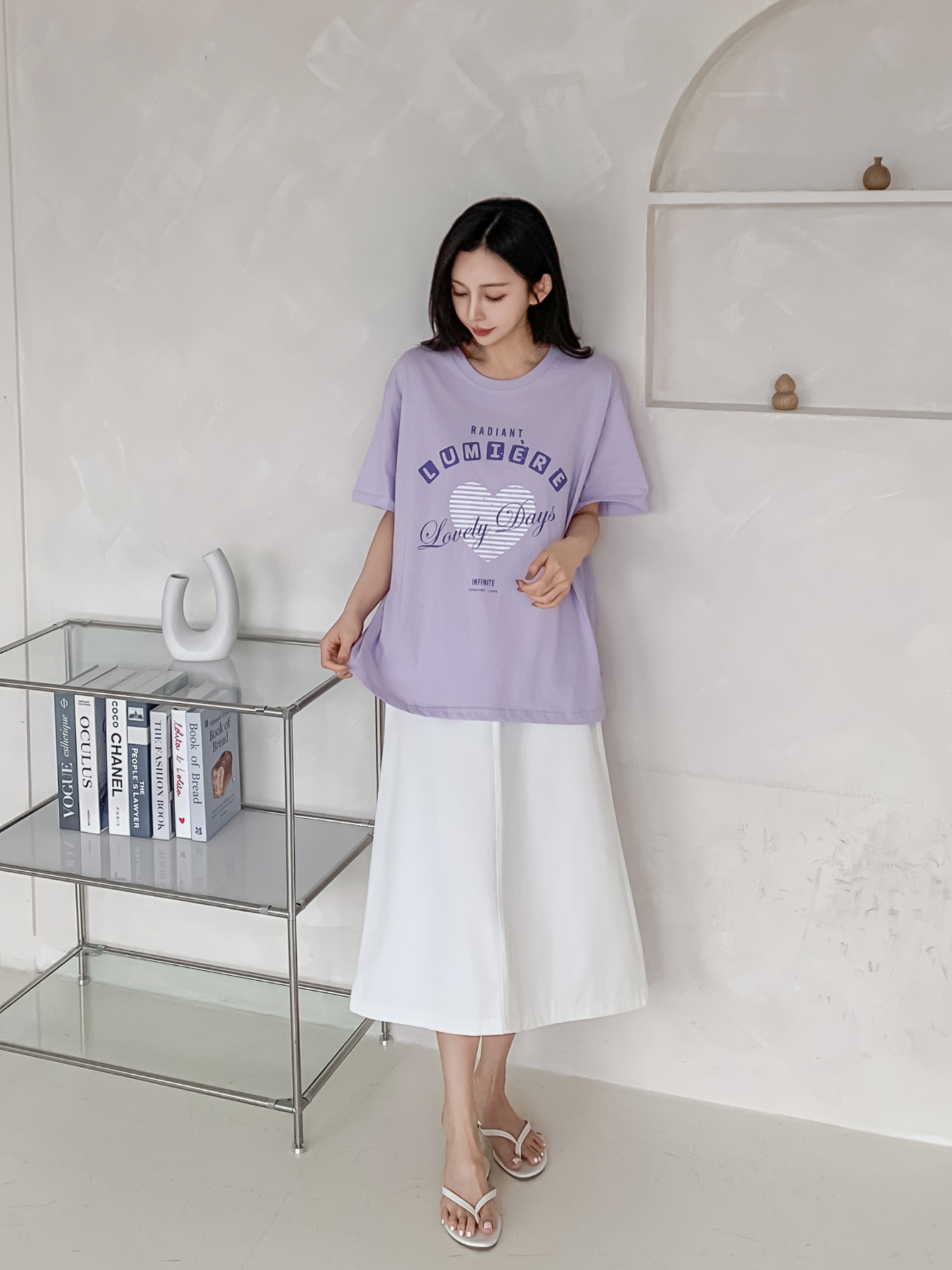 コットンラウンドネックオーバーサイズ半袖プリントTシャツ | 詳細画像23
