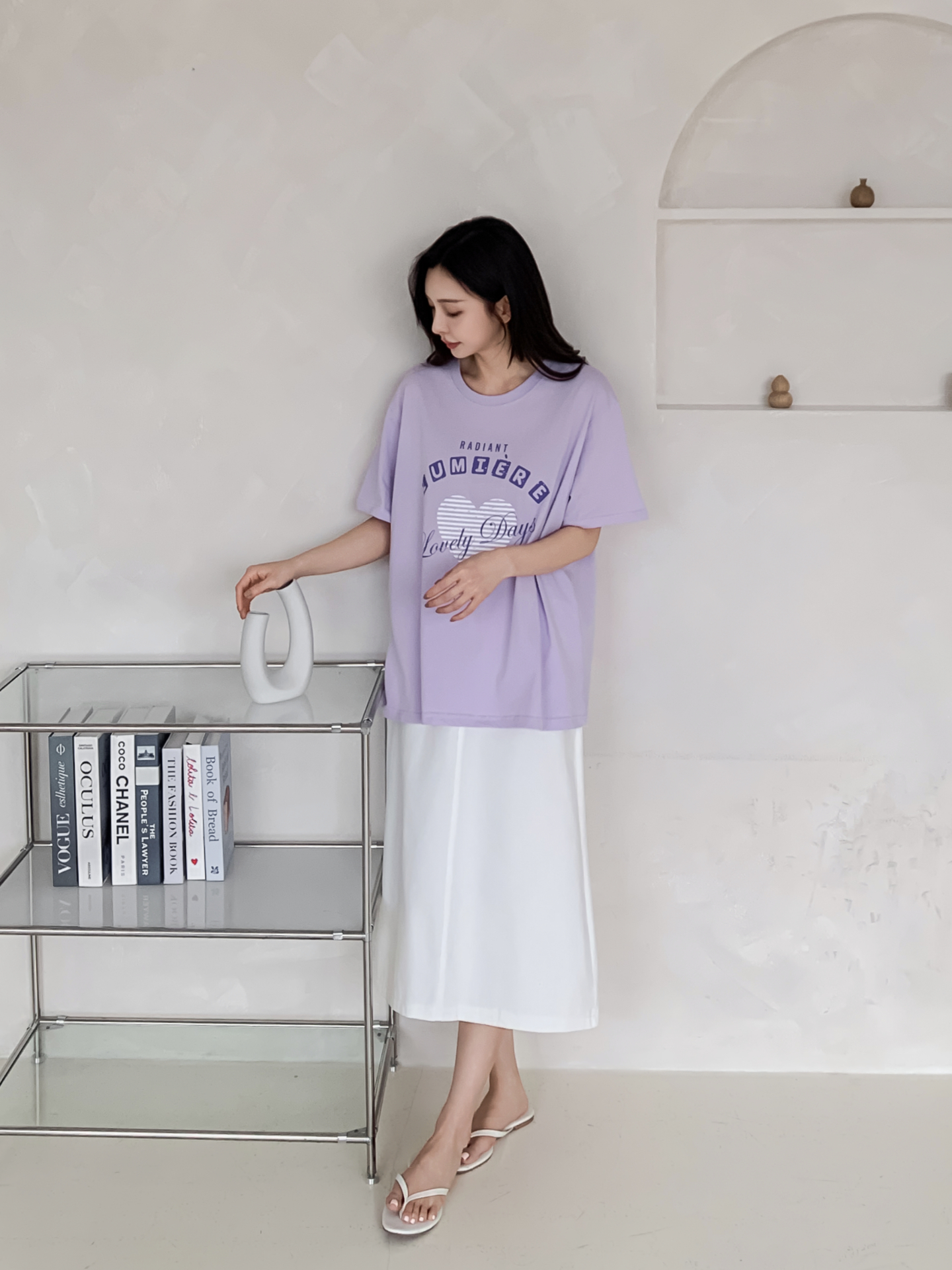 コットンラウンドネックオーバーサイズ半袖プリントTシャツ | 詳細画像24