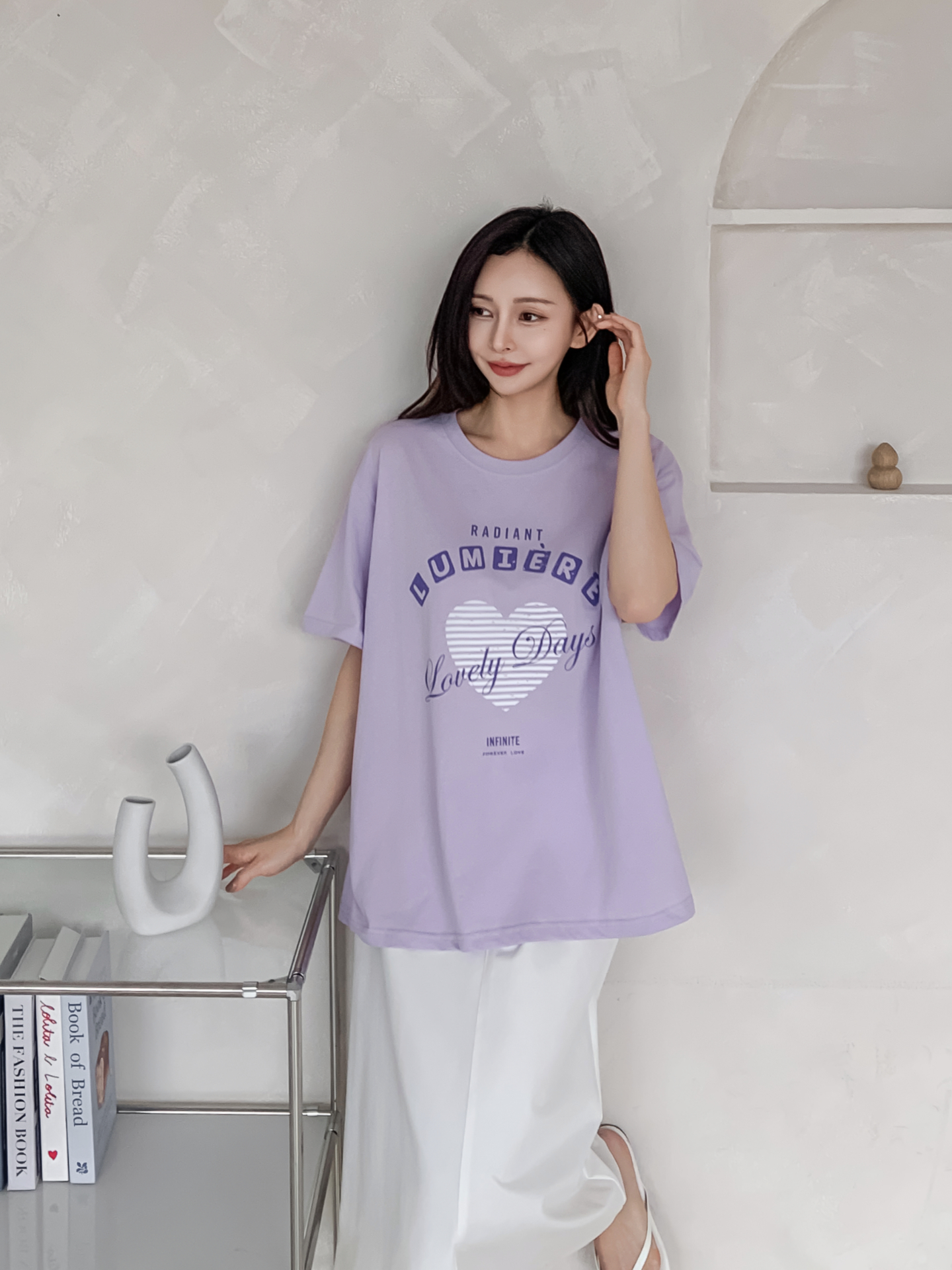 コットンラウンドネックオーバーサイズ半袖プリントTシャツ | 詳細画像25
