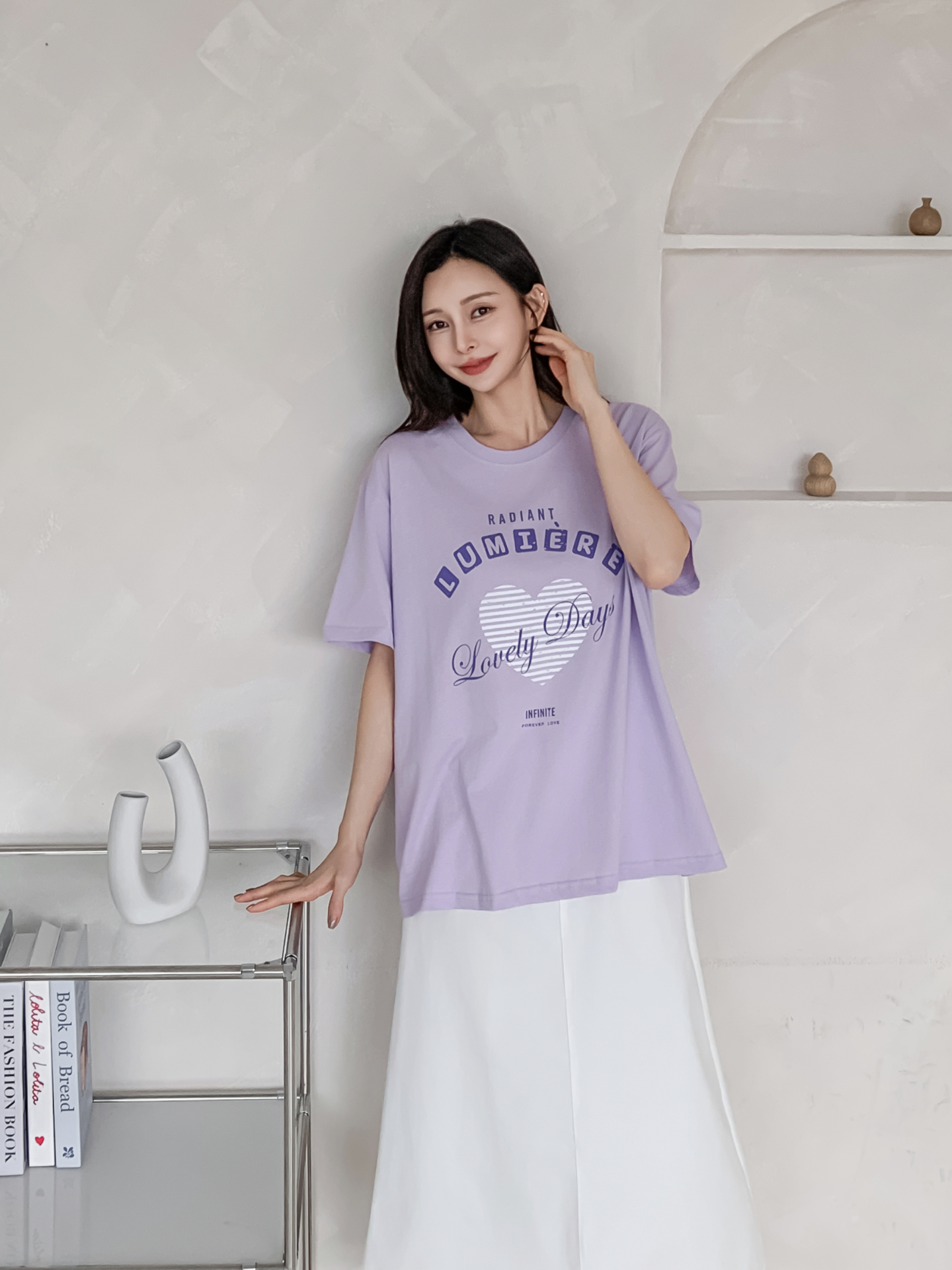 コットンラウンドネックオーバーサイズ半袖プリントTシャツ | 詳細画像27
