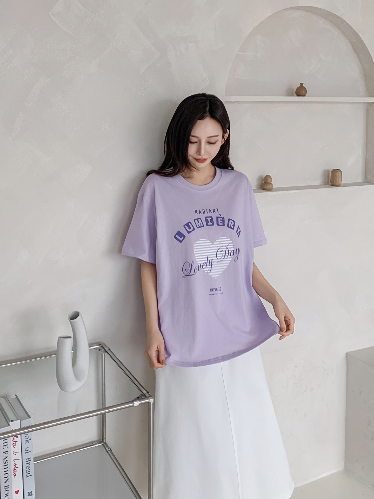 コットンラウンドネックオーバーサイズ半袖プリントTシャツ | 詳細画像29