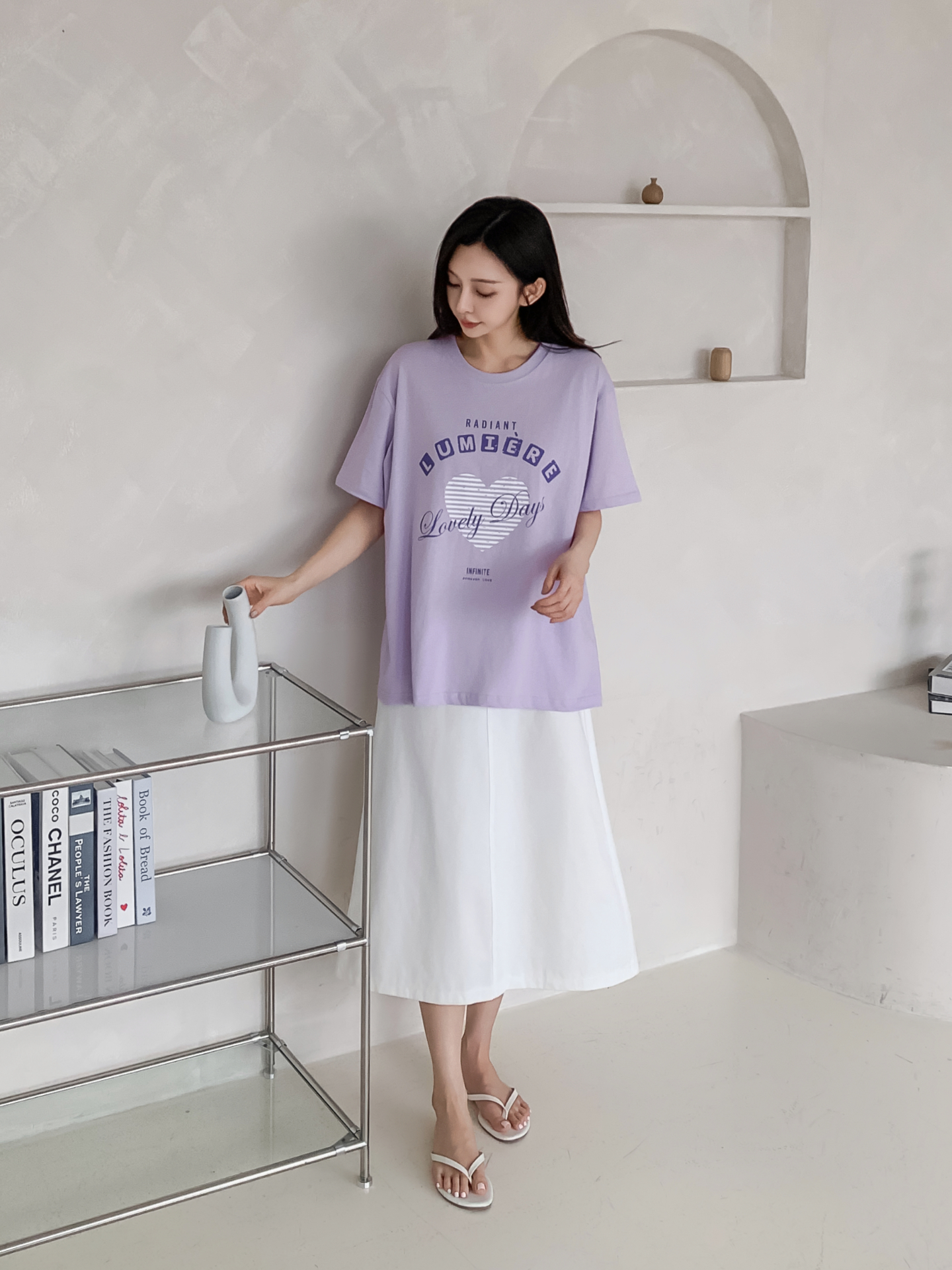 コットンラウンドネックオーバーサイズ半袖プリントTシャツ | 詳細画像31