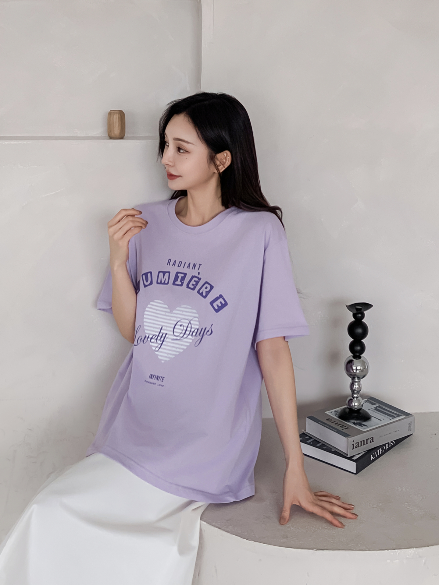コットンラウンドネックオーバーサイズ半袖プリントTシャツ | 詳細画像32