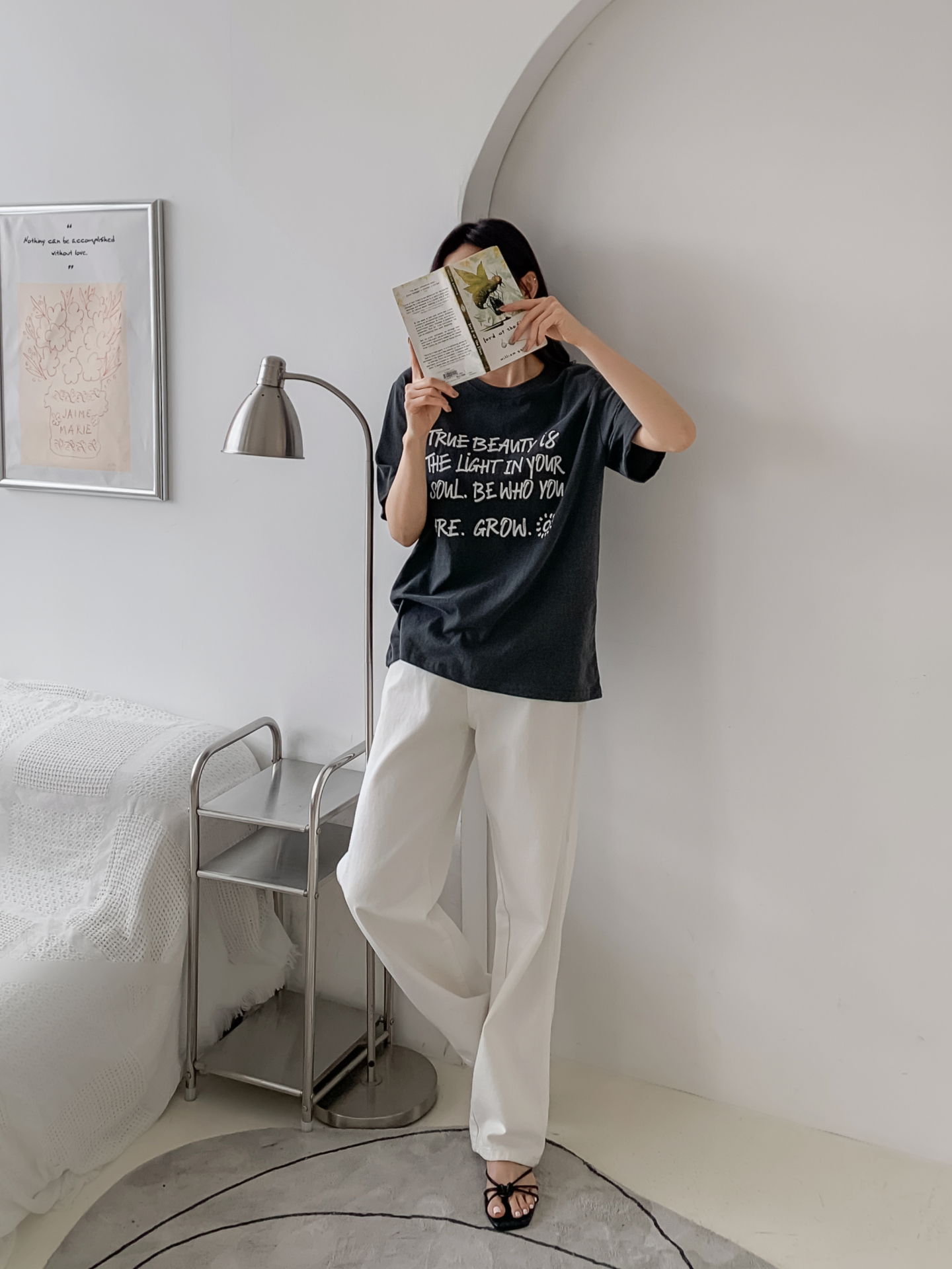 コットンラウンドネック半袖レタリングTシャツ | 詳細画像7