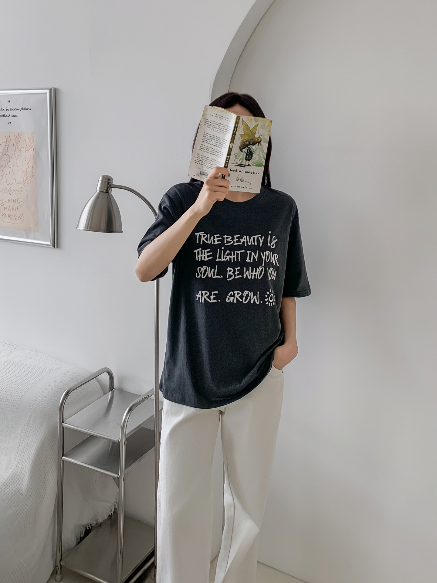 コットンラウンドネック半袖レタリングTシャツ | 詳細画像10