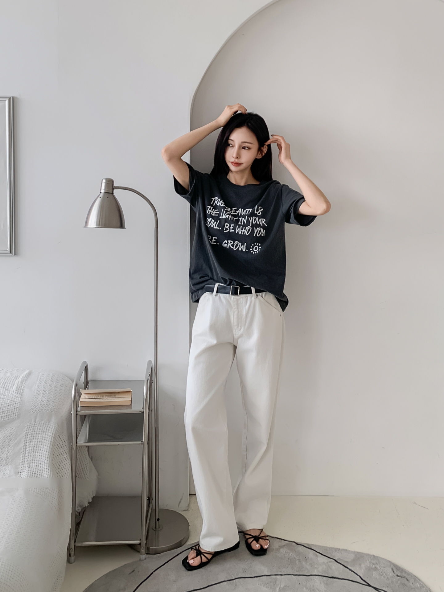 コットンラウンドネック半袖レタリングTシャツ | 詳細画像13