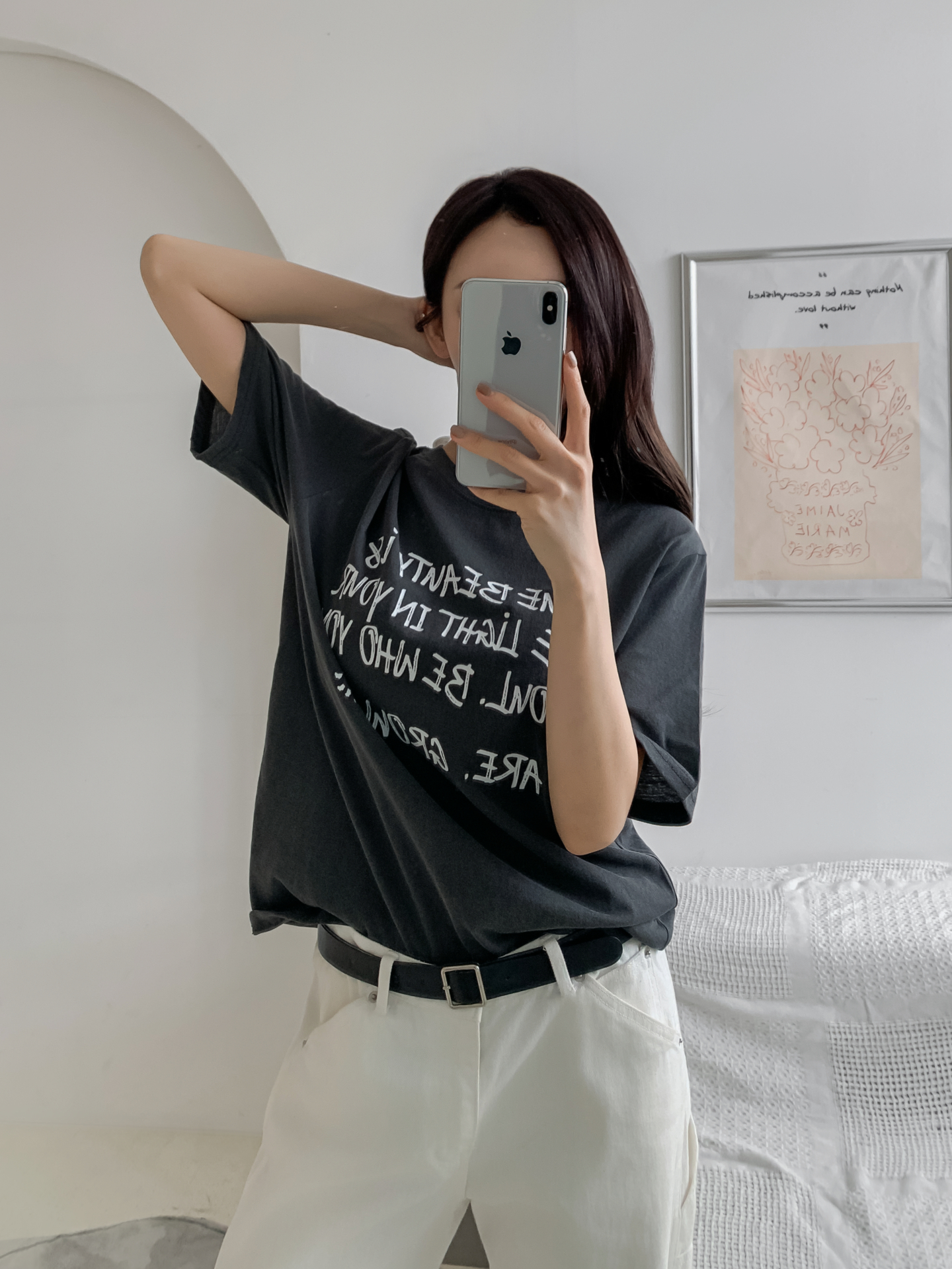 コットンラウンドネック半袖レタリングTシャツ | 詳細画像17