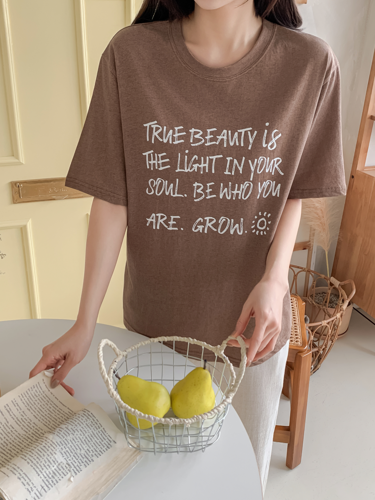 コットンラウンドネック半袖レタリングTシャツ | 詳細画像19