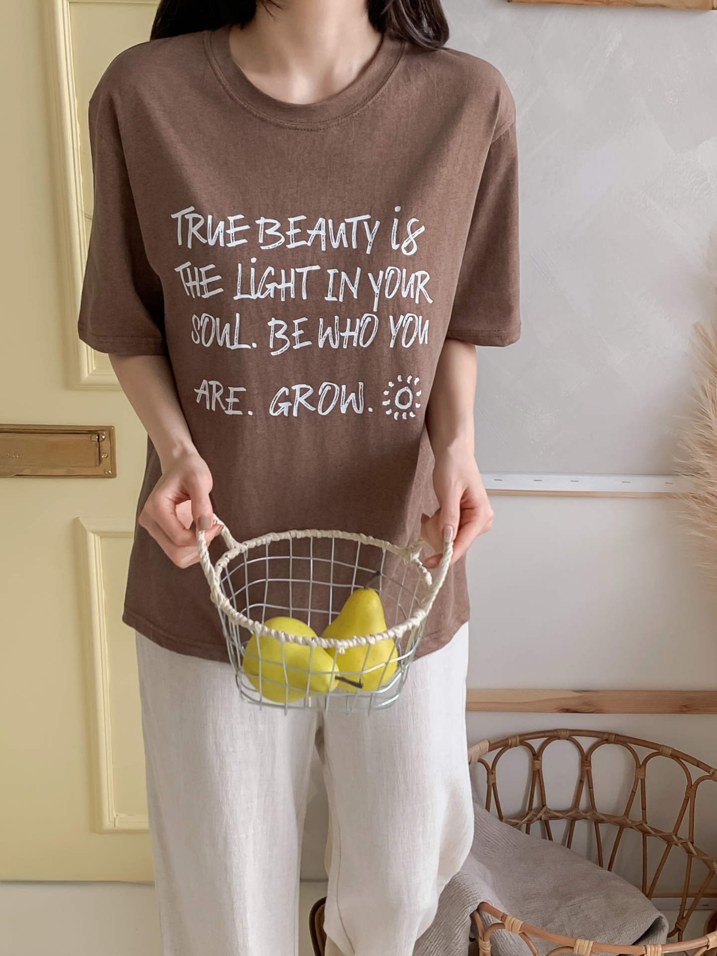 コットンラウンドネック半袖レタリングTシャツ | 詳細画像22