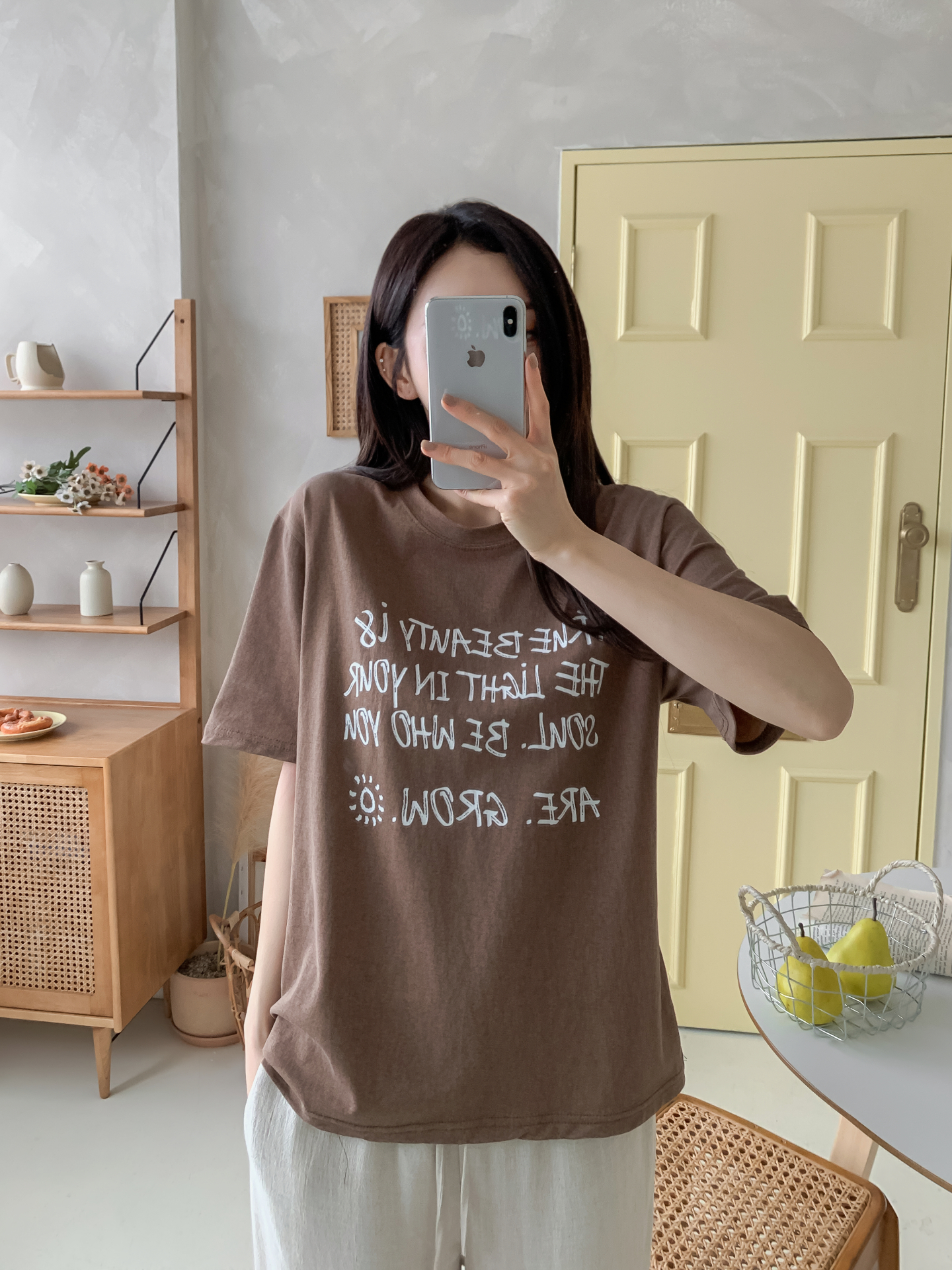 コットンラウンドネック半袖レタリングTシャツ | 詳細画像31