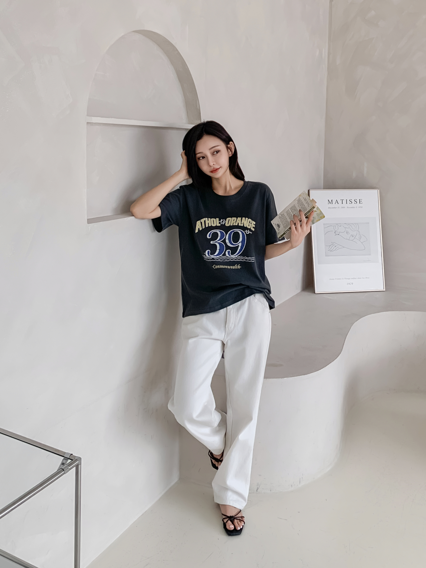 コットンラウンドネック半袖プリントTシャツ | 詳細画像10