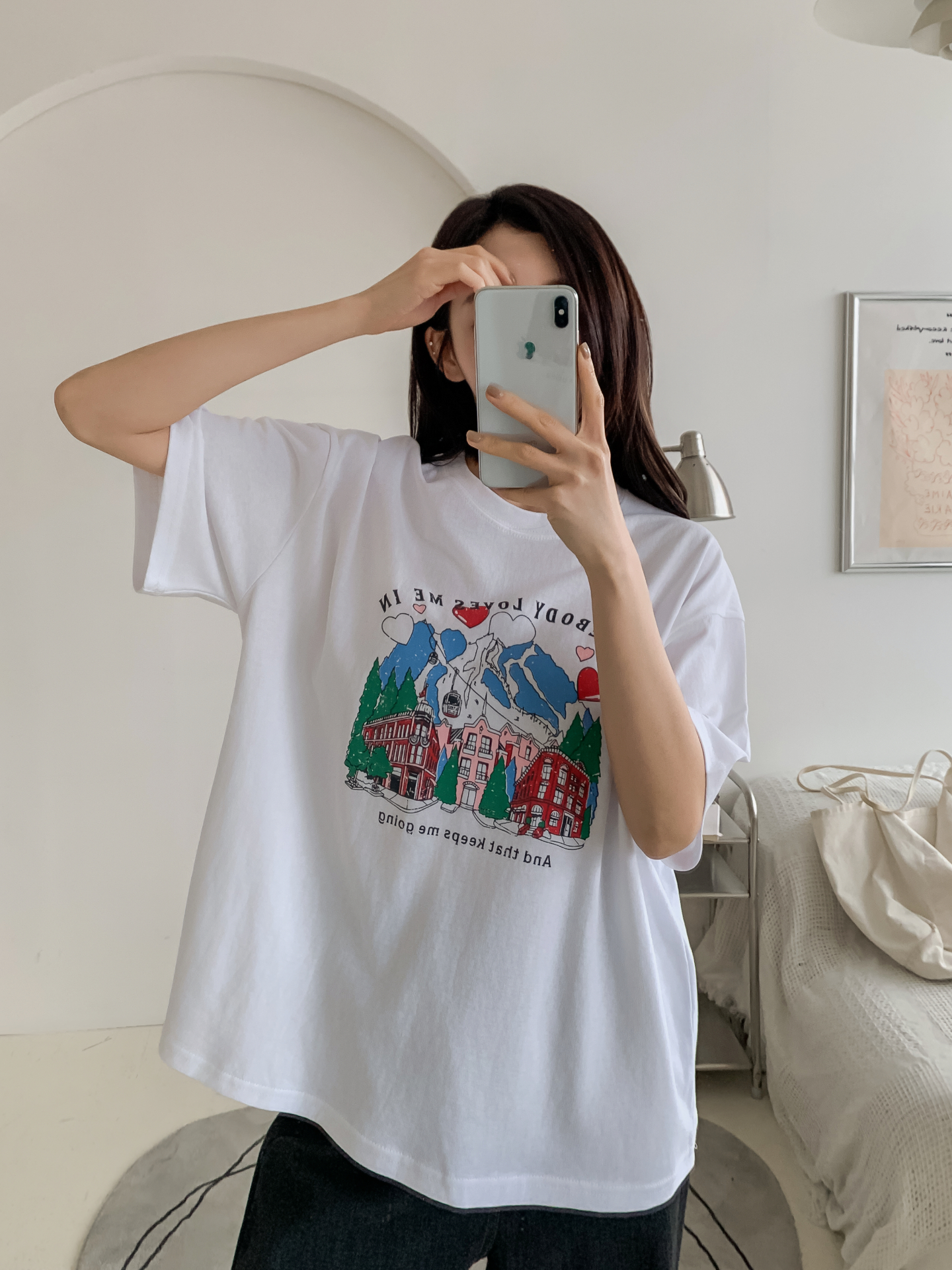 コットンラウンドネック半袖プリントTシャツ | 詳細画像4
