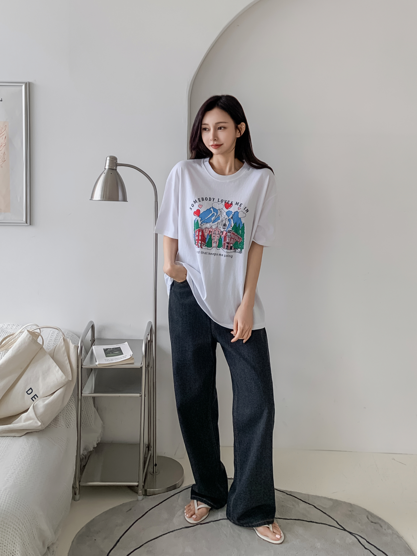 コットンラウンドネック半袖プリントTシャツ | 詳細画像7