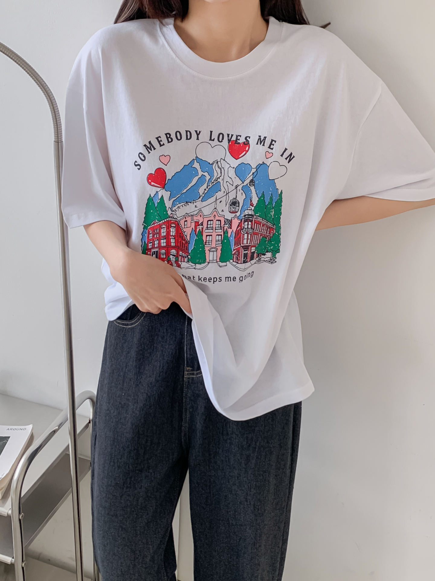 コットンラウンドネック半袖プリントTシャツ | 詳細画像9