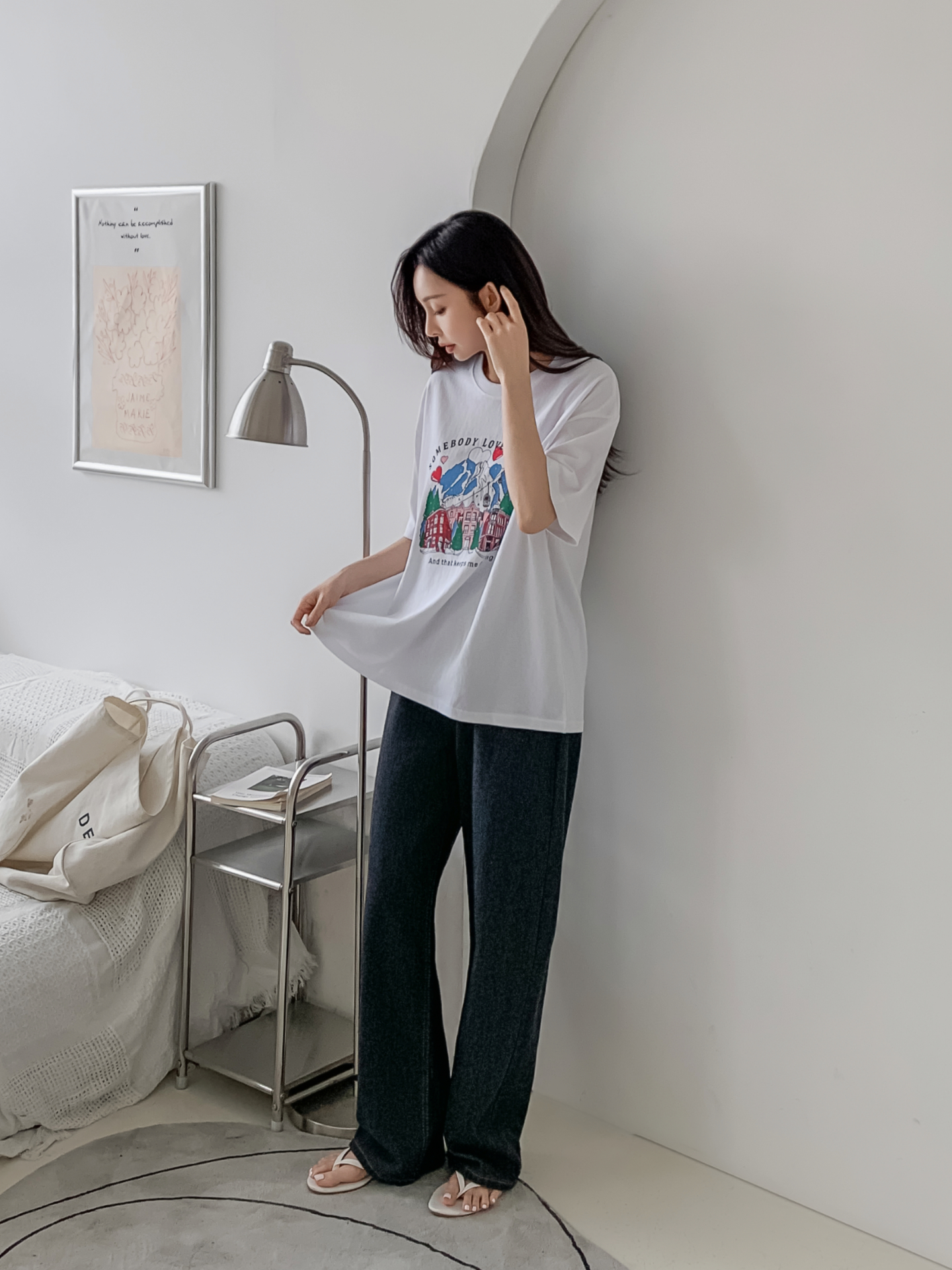 コットンラウンドネック半袖プリントTシャツ | 詳細画像10
