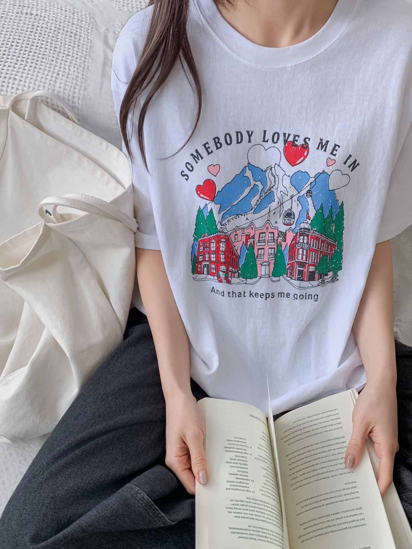 コットンラウンドネック半袖プリントTシャツ | 詳細画像12