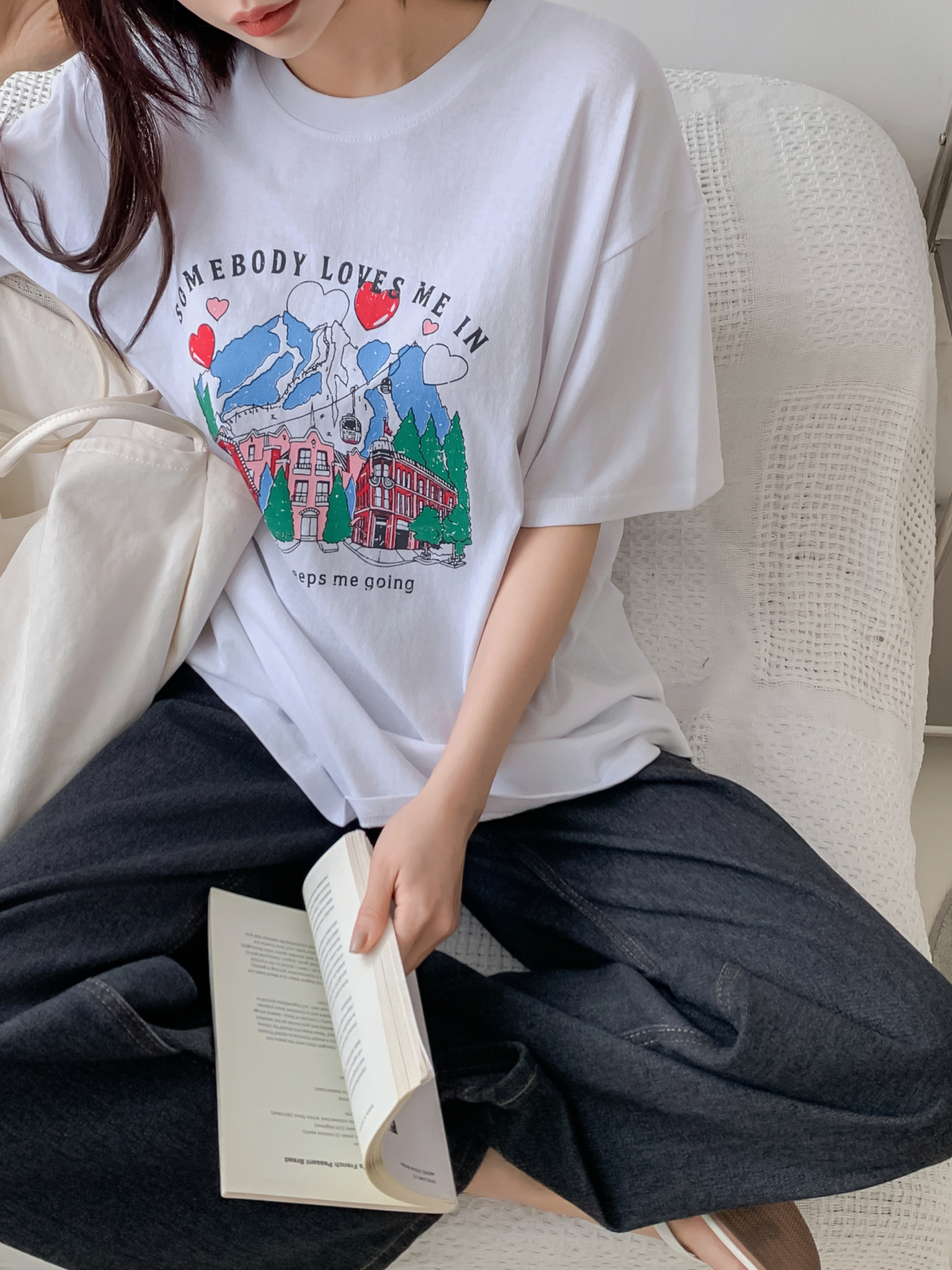 コットンラウンドネック半袖プリントTシャツ | 詳細画像13