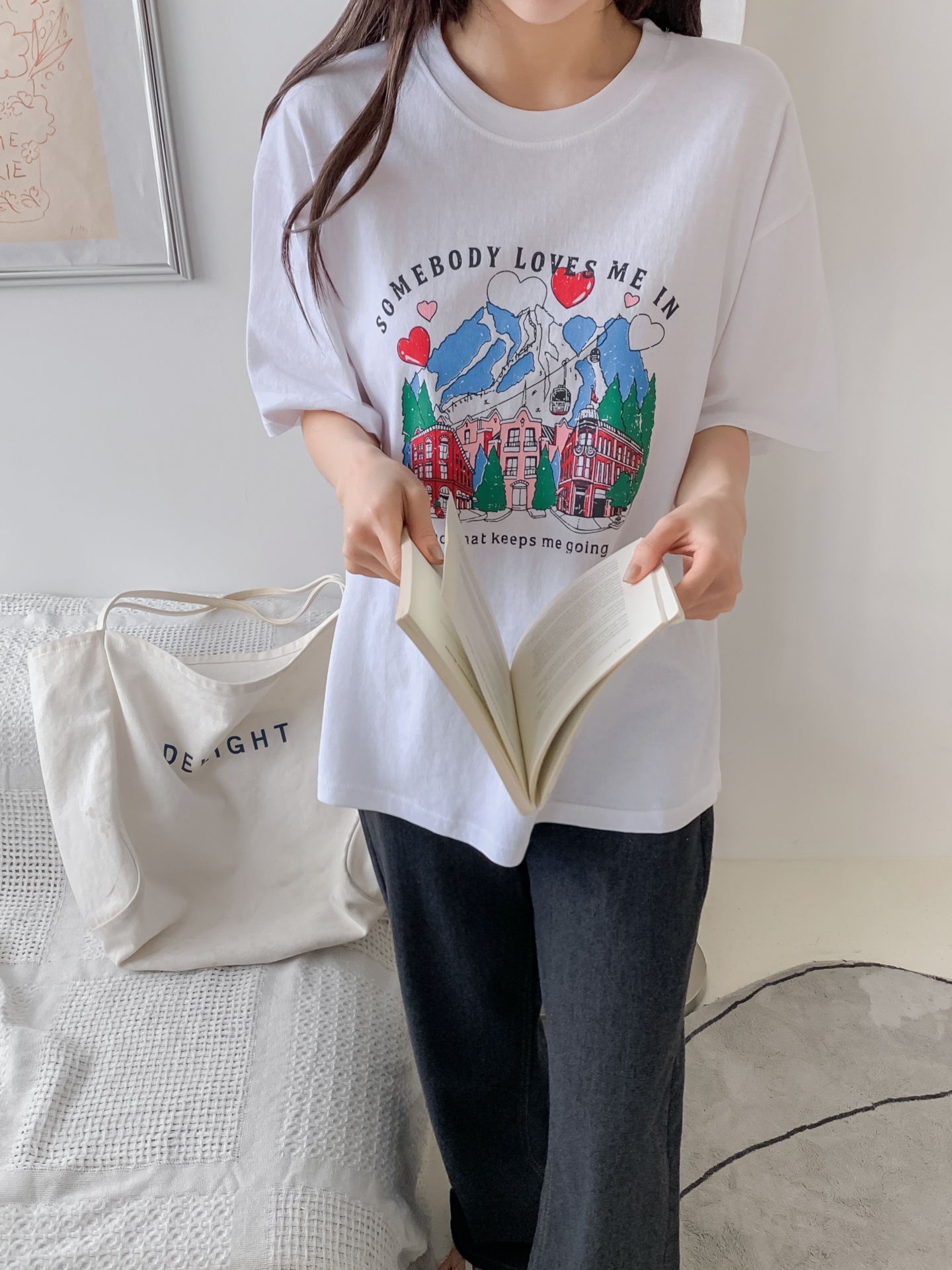 コットンラウンドネック半袖プリントTシャツ | 詳細画像14