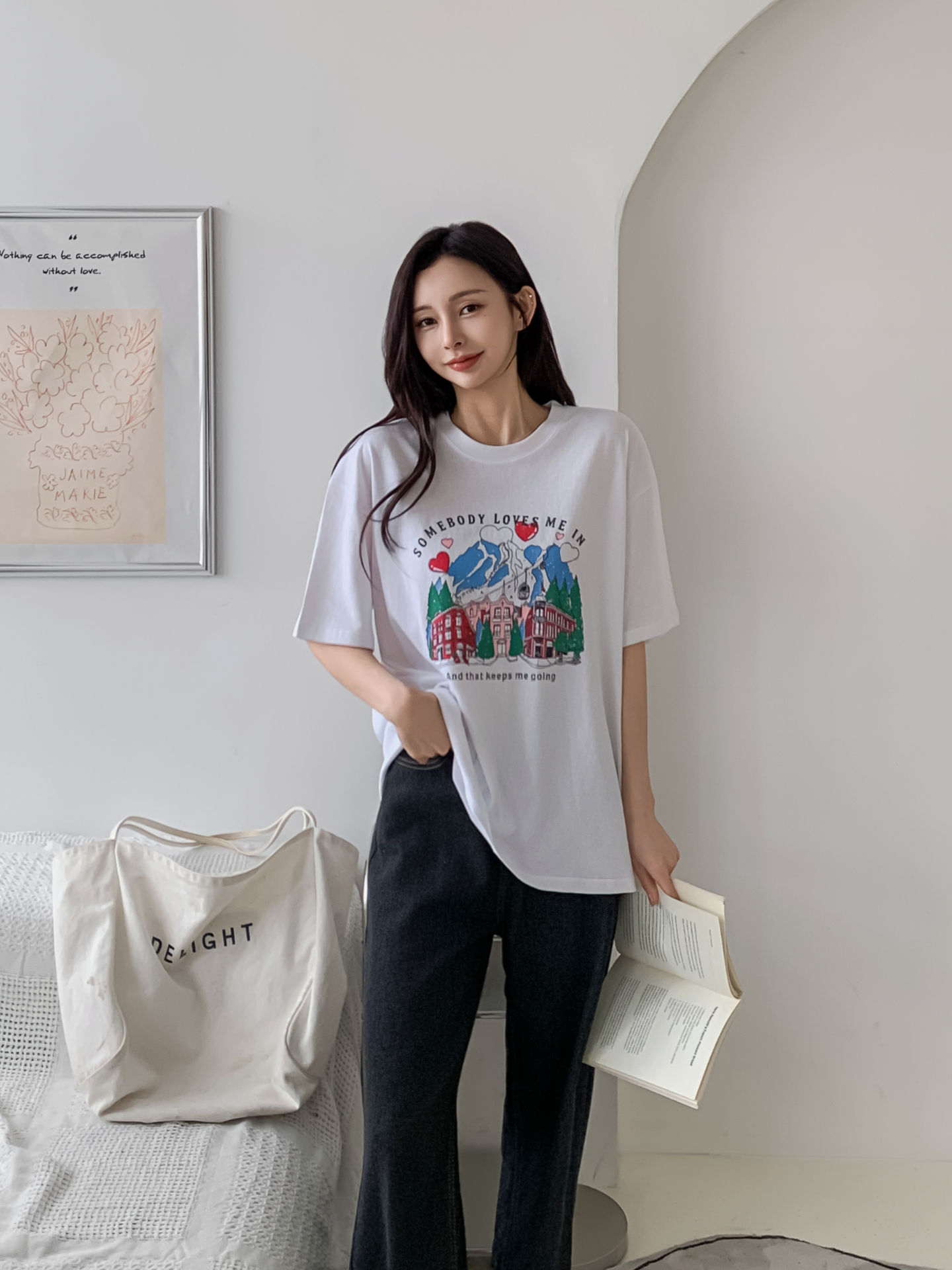コットンラウンドネック半袖プリントTシャツ | 詳細画像15