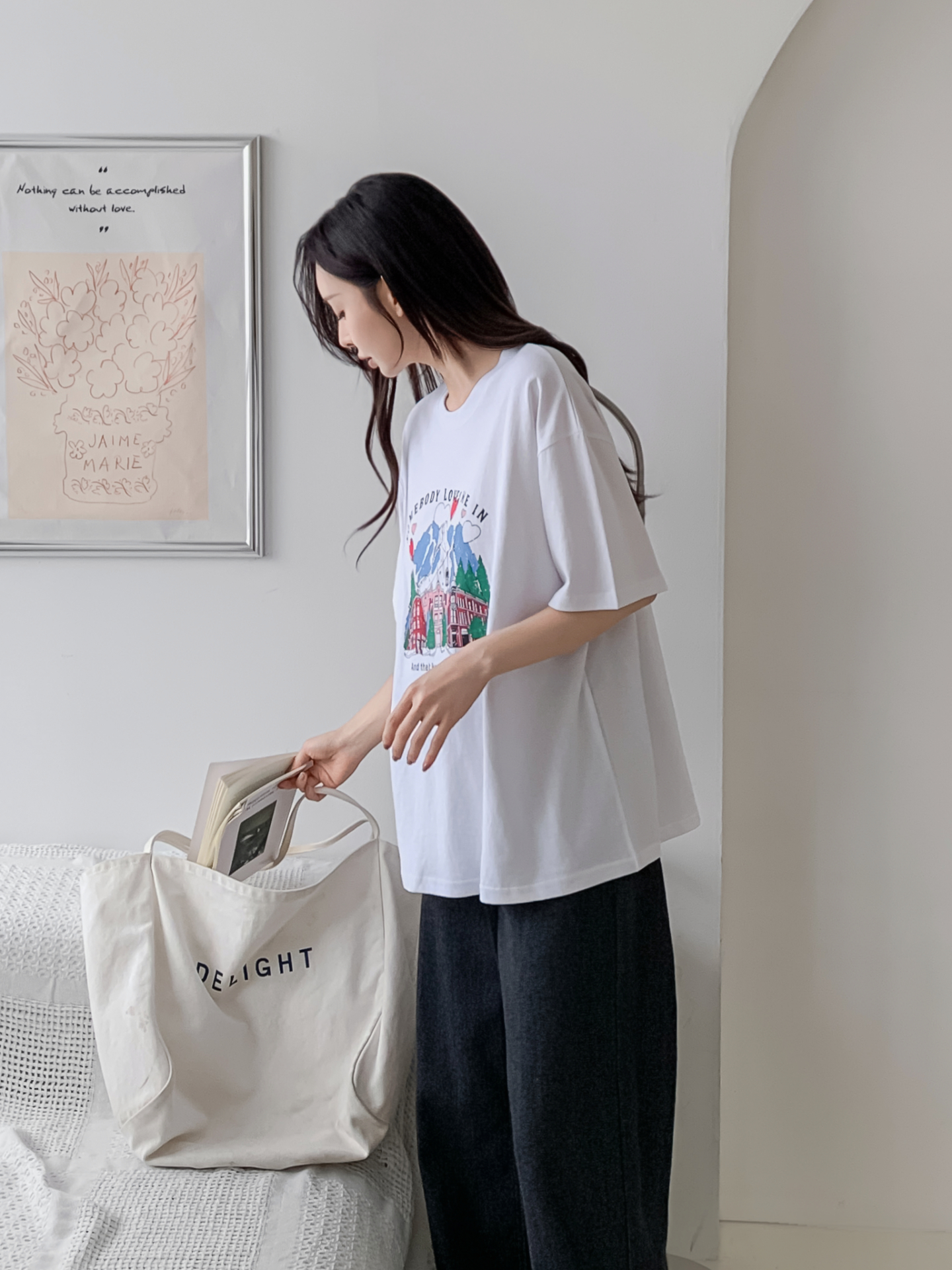 コットンラウンドネック半袖プリントTシャツ | 詳細画像17