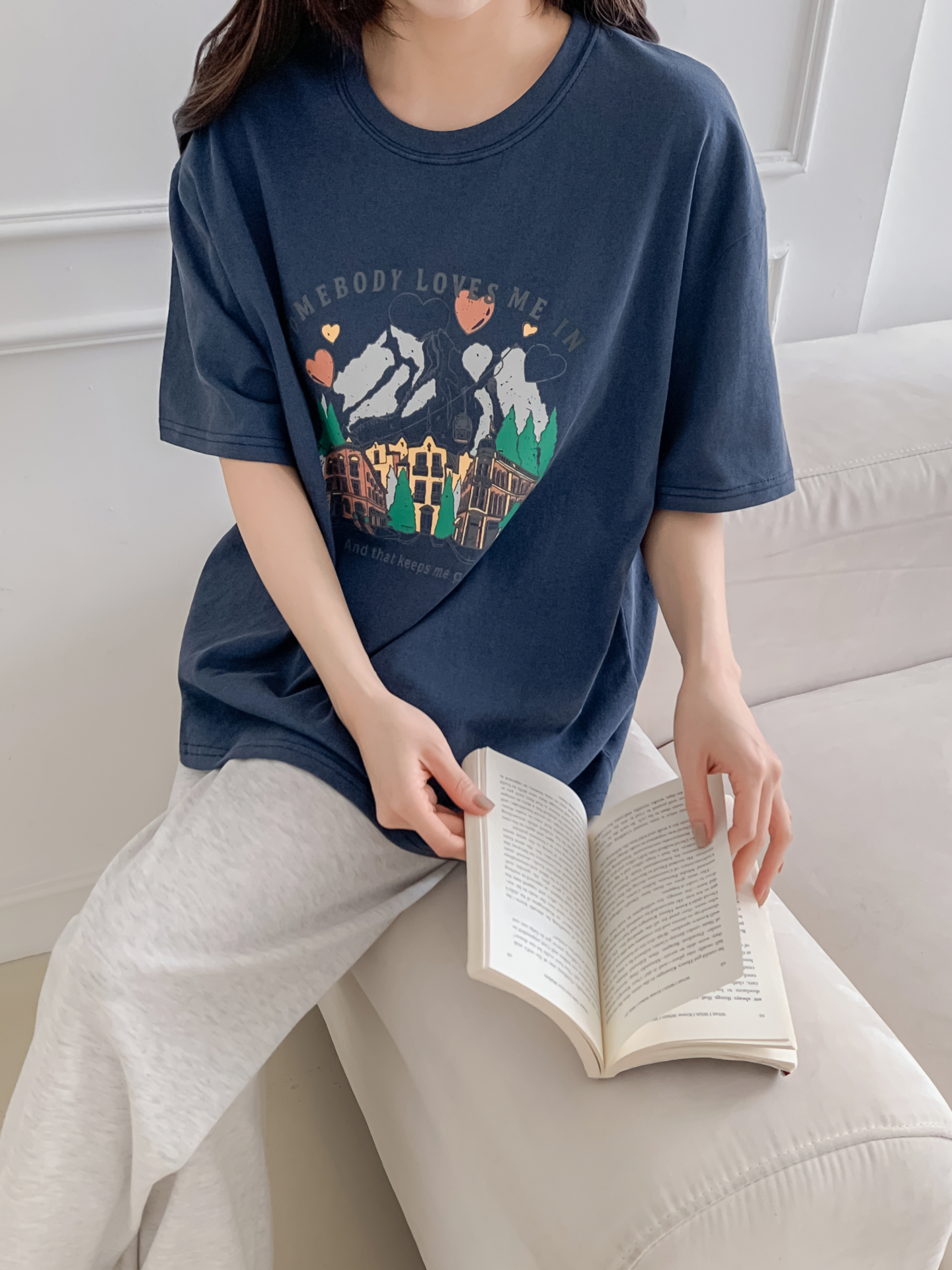 コットンラウンドネック半袖プリントTシャツ | 詳細画像22