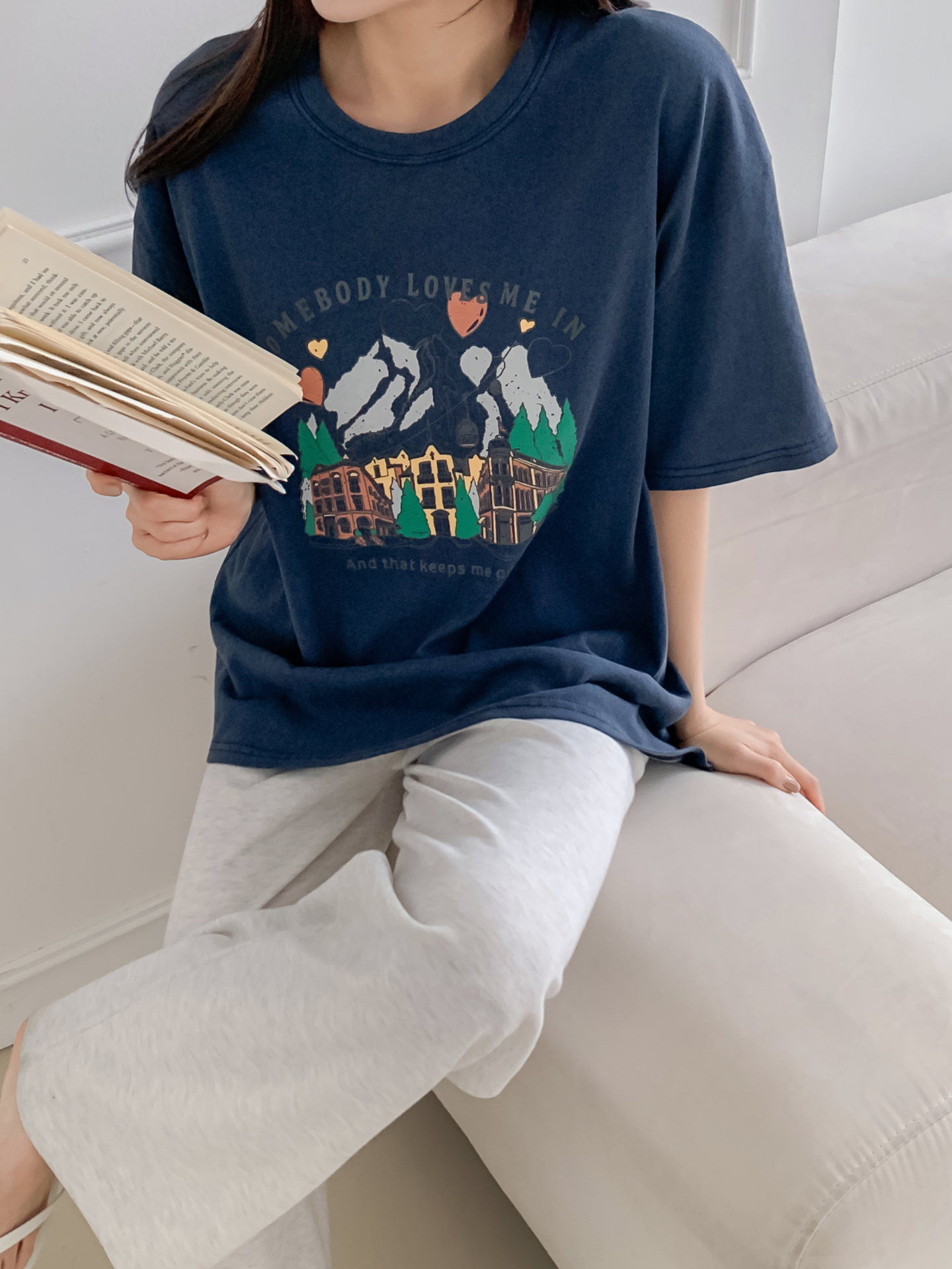 コットンラウンドネック半袖プリントTシャツ | 詳細画像23