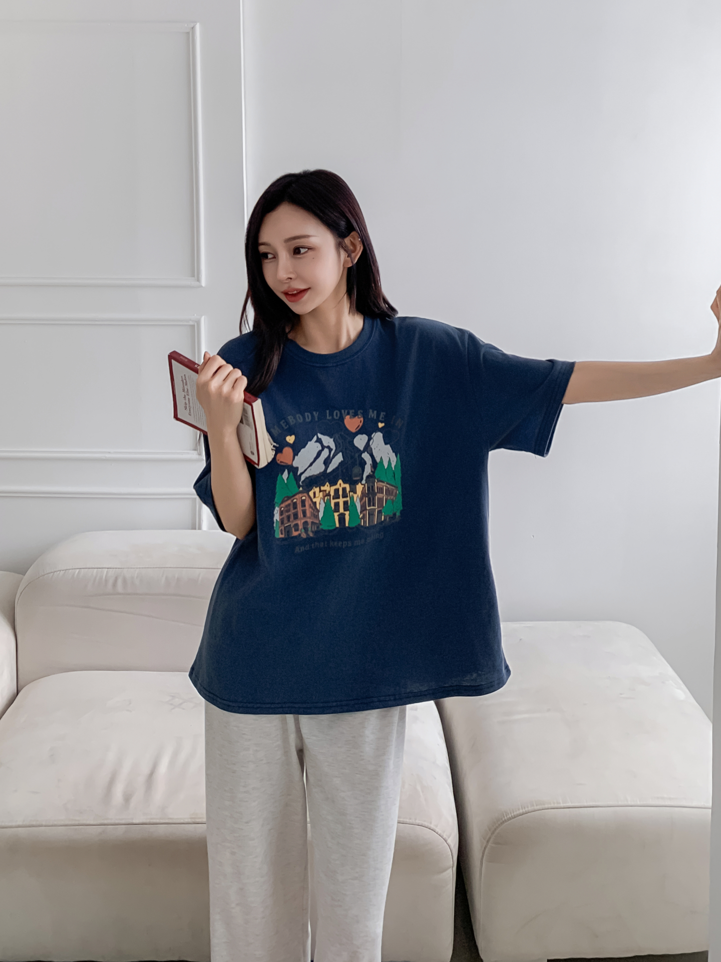 コットンラウンドネック半袖プリントTシャツ | 詳細画像24