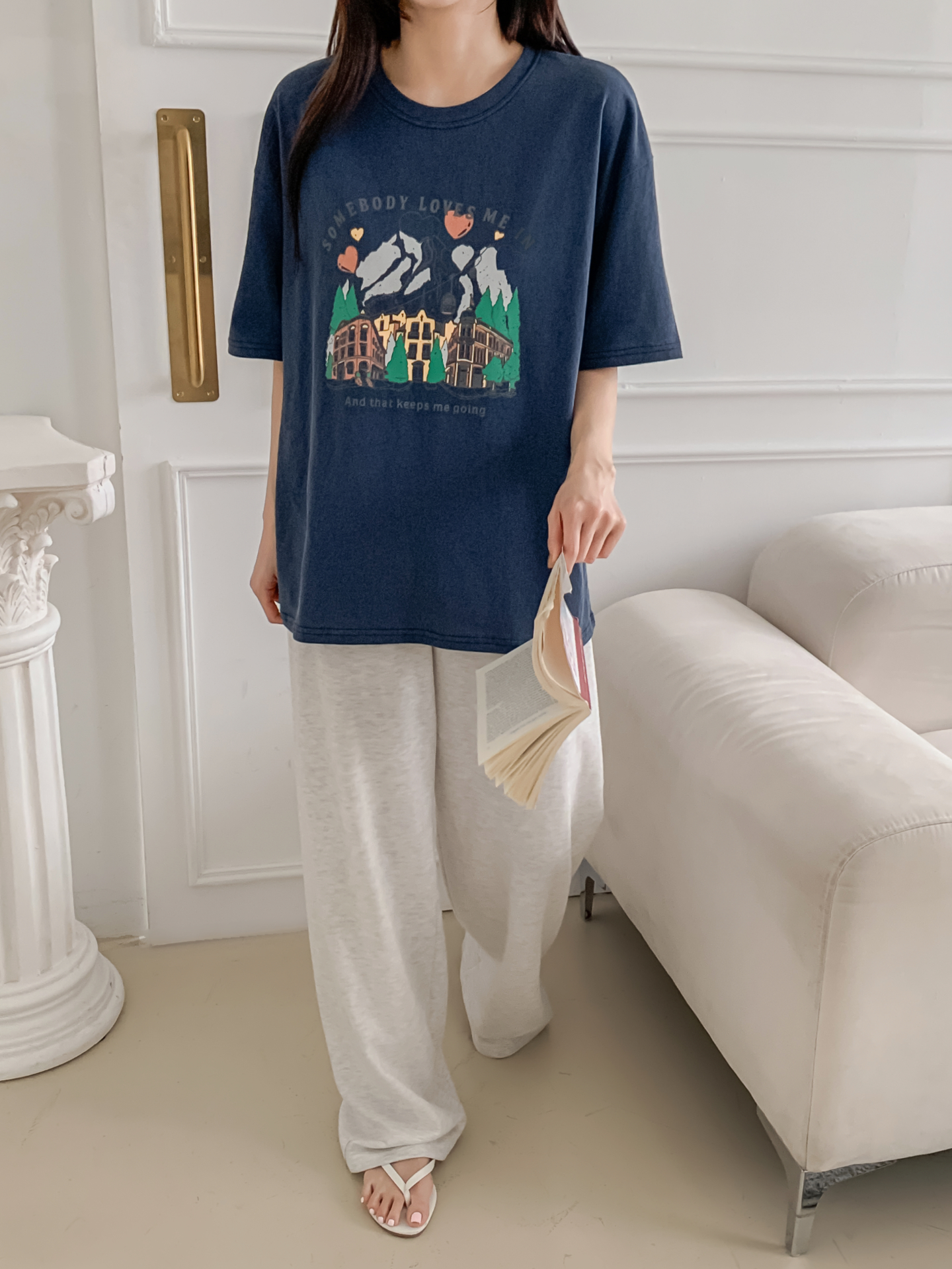 コットンラウンドネック半袖プリントTシャツ | 詳細画像30