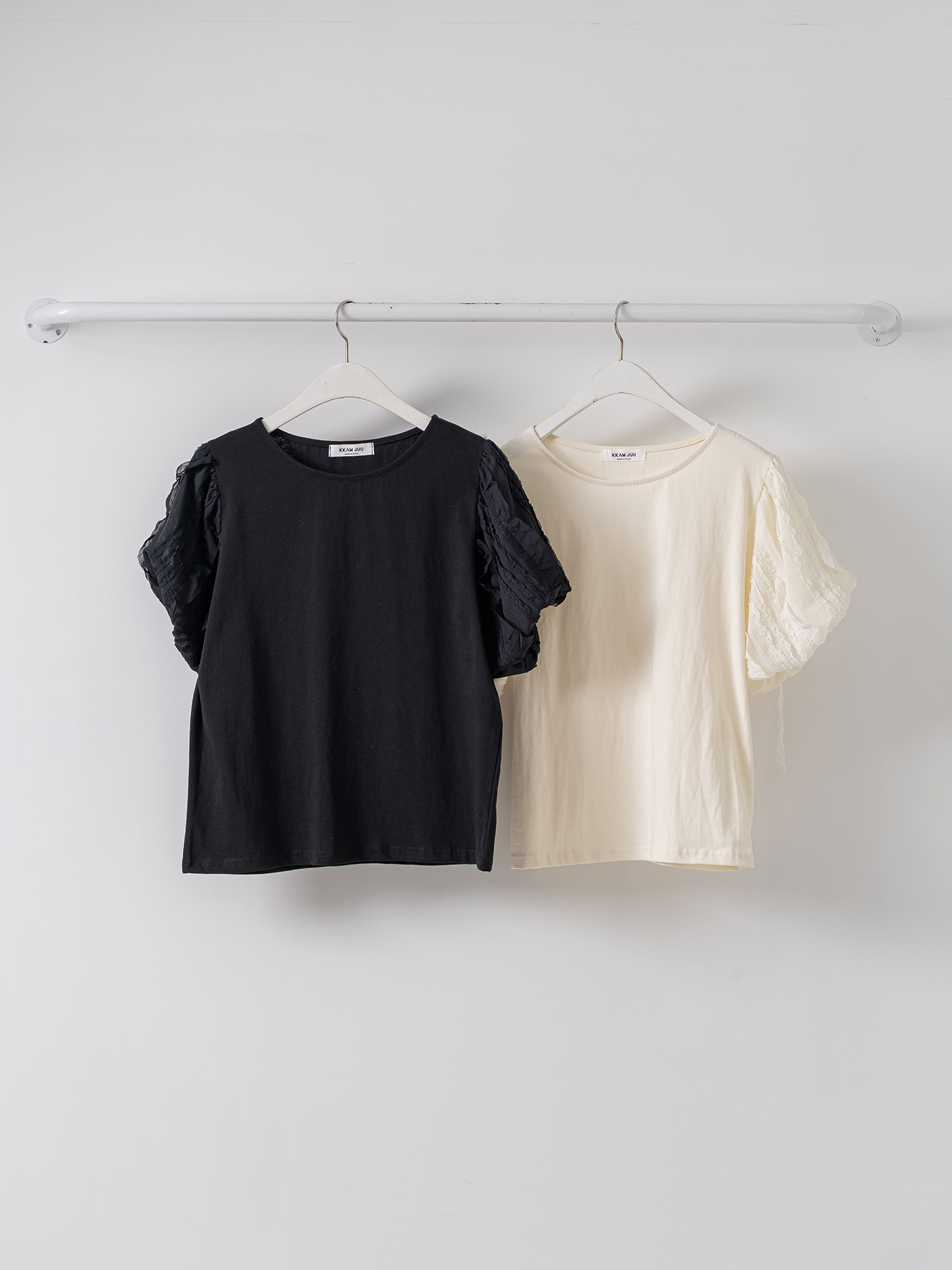 レースコットンラウンドネック半袖ブラウス | 詳細画像2