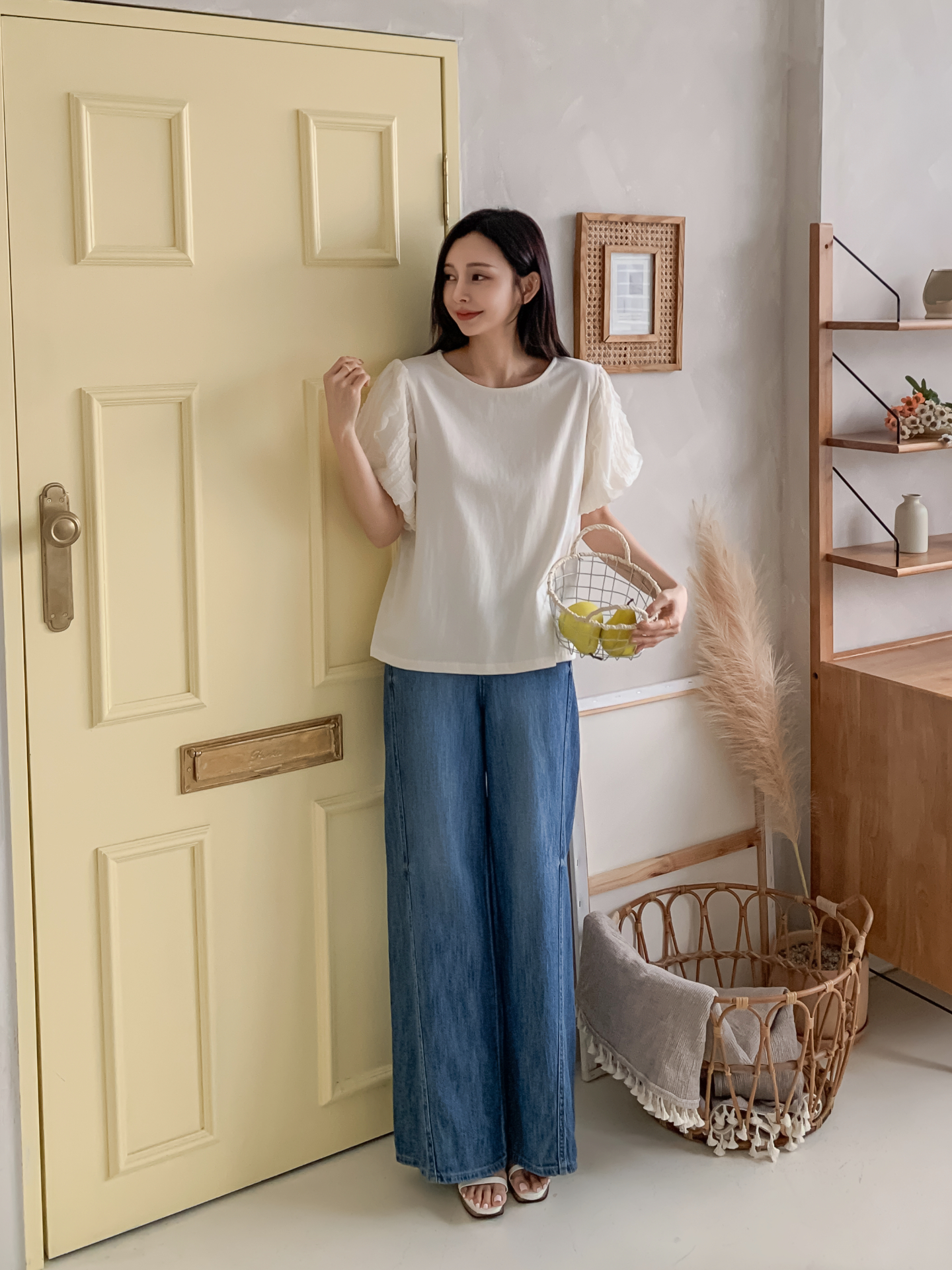 レースコットンラウンドネック半袖ブラウス | 詳細画像14