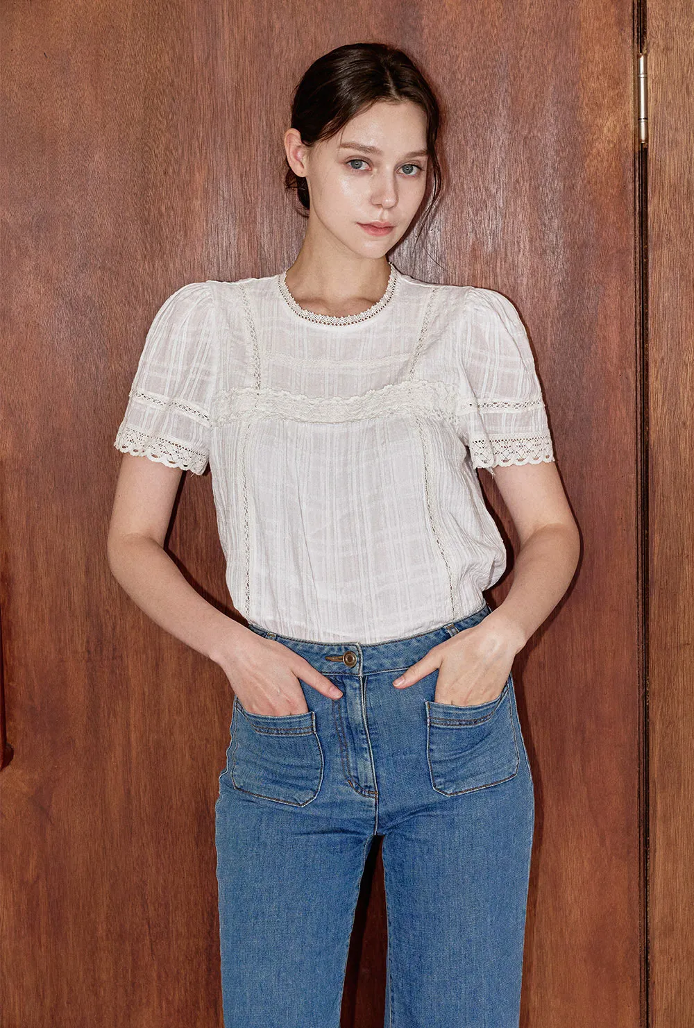 ベーシックパフスリーブ半袖ブラウス | 詳細画像1