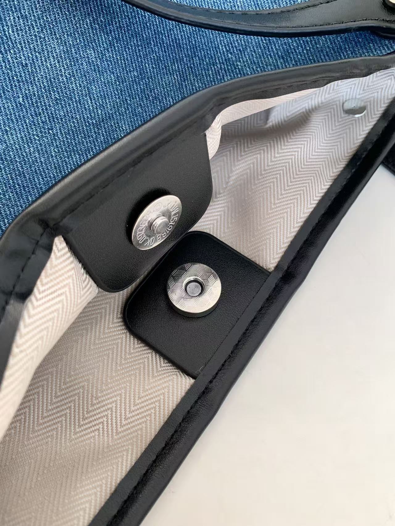 デニムポケットマグネットボタン配色トートバッグポーチ付 | 詳細画像19