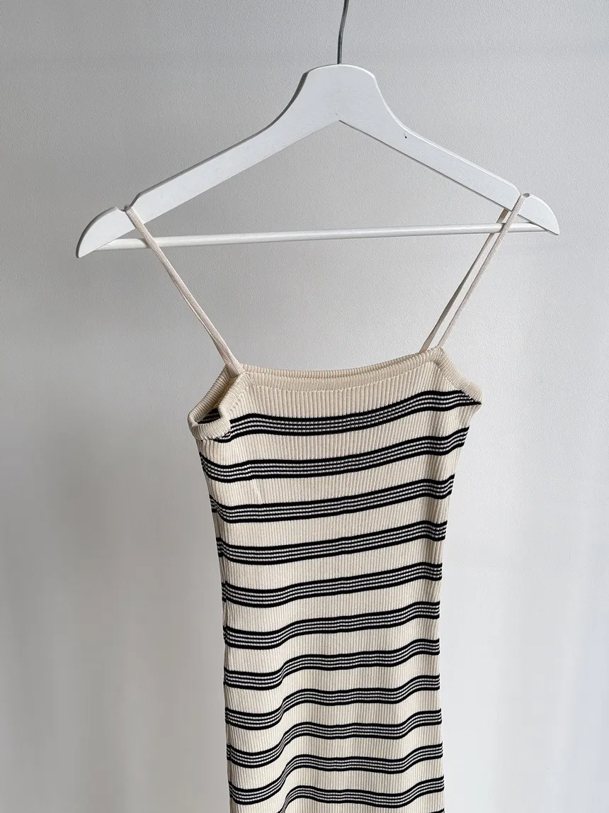 ニットラウンドネックHライン(ロング丈)ボーダーアンサンブルカーディガンワンピース | mirangmirang | 詳細画像22