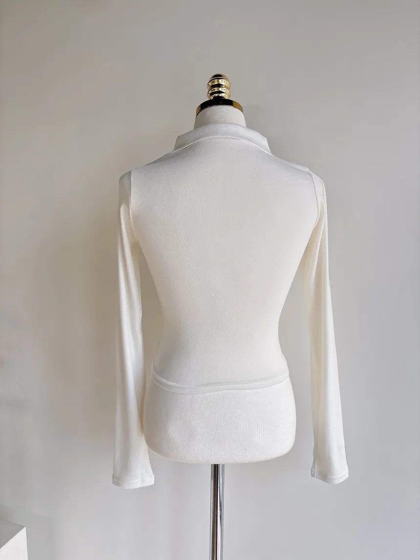 ボタンオープンカラーウエストゴムスリム長袖ミニワンピースTシャツサロペットアンサンブル | mirangmirang | 詳細画像21