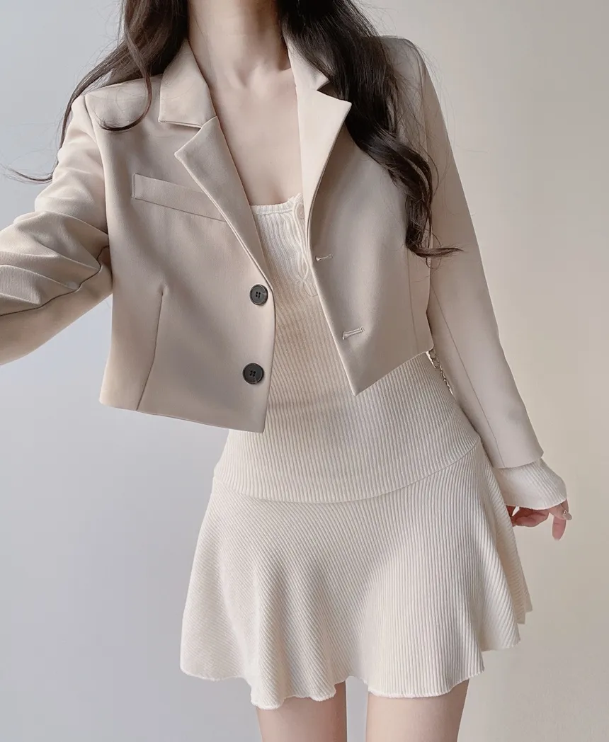 リブニットフレア長袖ボタンワンピース | mirangmirang | 詳細画像7