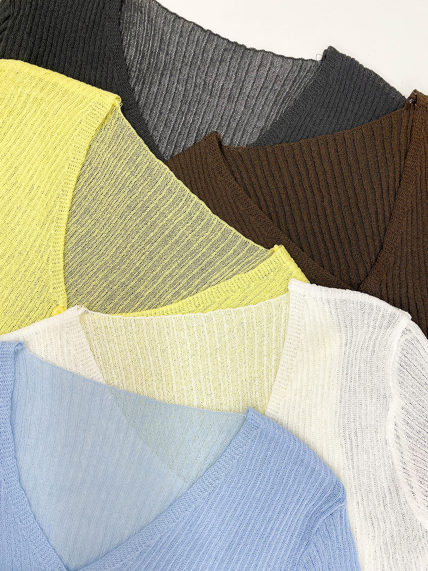 リブブークレボタンストラップVネックメロウスリットスリム長袖無地カーディガン | 詳細画像15