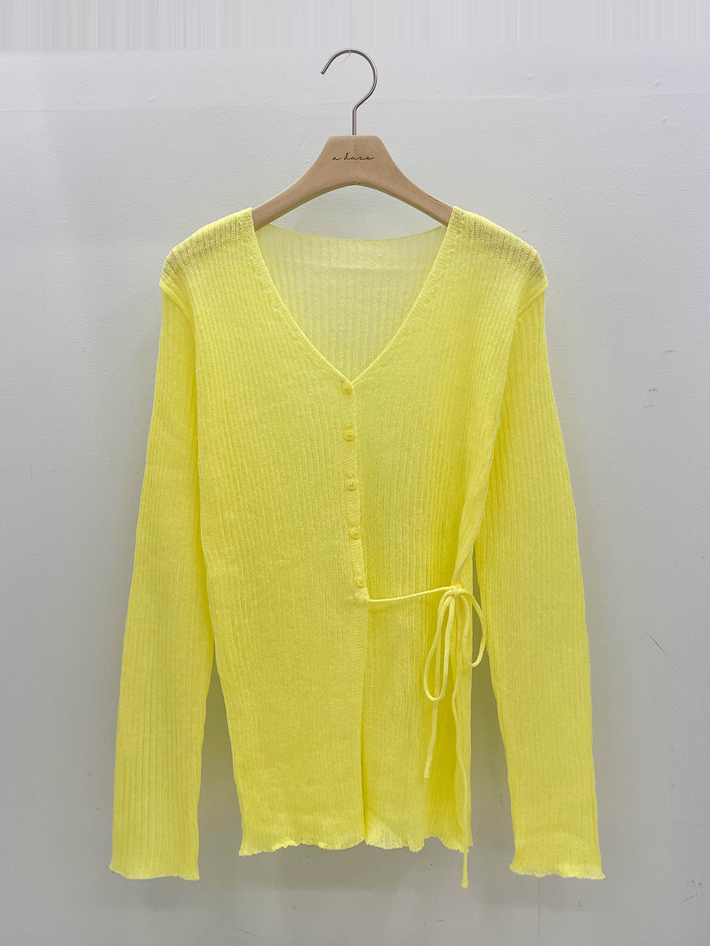 リブブークレボタンストラップVネックメロウスリットスリム長袖無地カーディガン | 詳細画像18