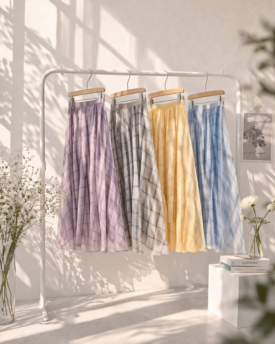 ウエストゴムロングルーズフレアAラインチェックスカート | 詳細画像11