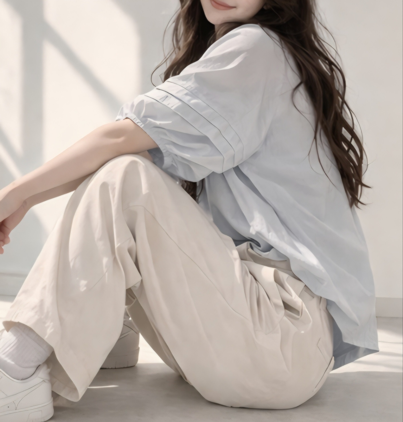 ボタンラウンドネックピンタックパフスリーブルーズ半袖刺繍ブラウス | 詳細画像11