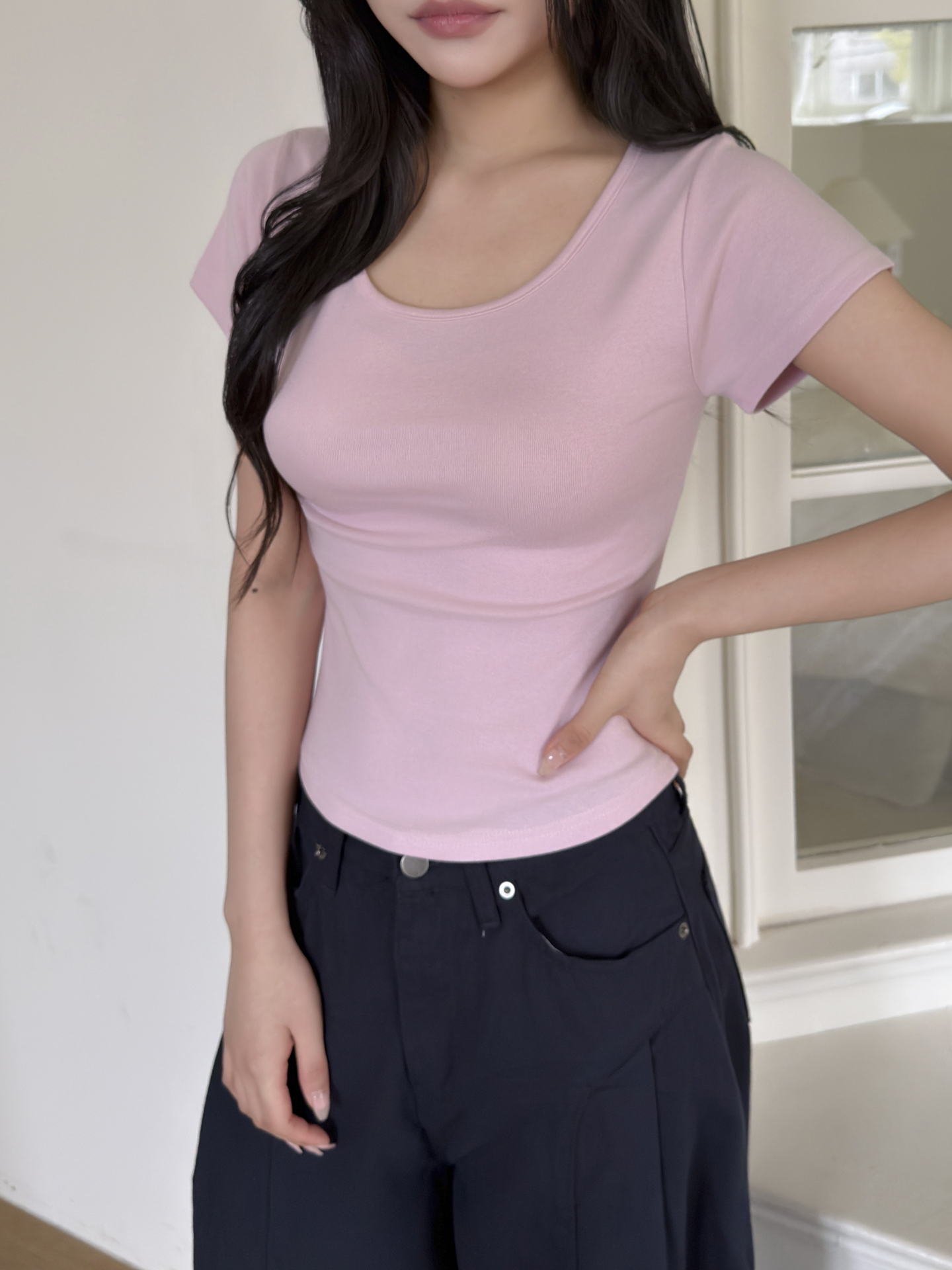 ラウンドネックベーシックスリム半袖Tシャツ | 詳細画像5