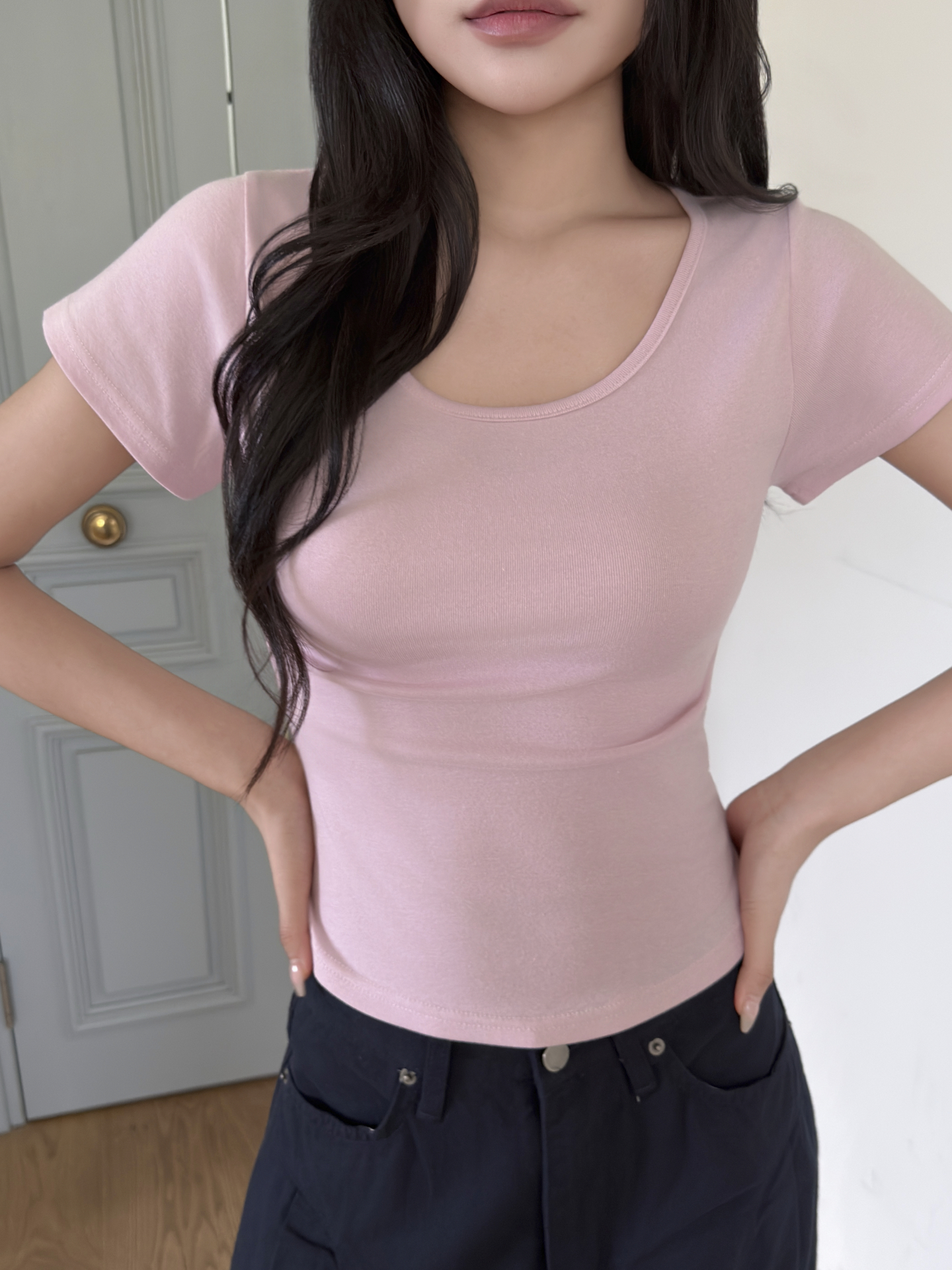 ラウンドネックベーシックスリム半袖Tシャツ | 詳細画像10