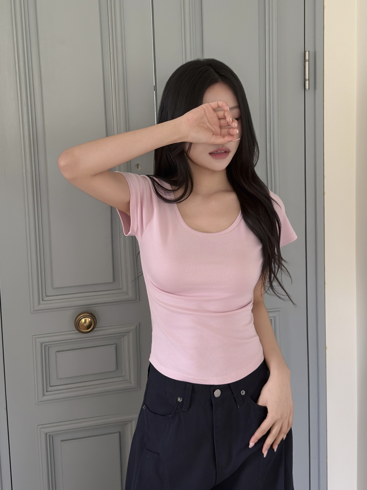 ラウンドネックベーシックスリム半袖Tシャツ | 詳細画像8