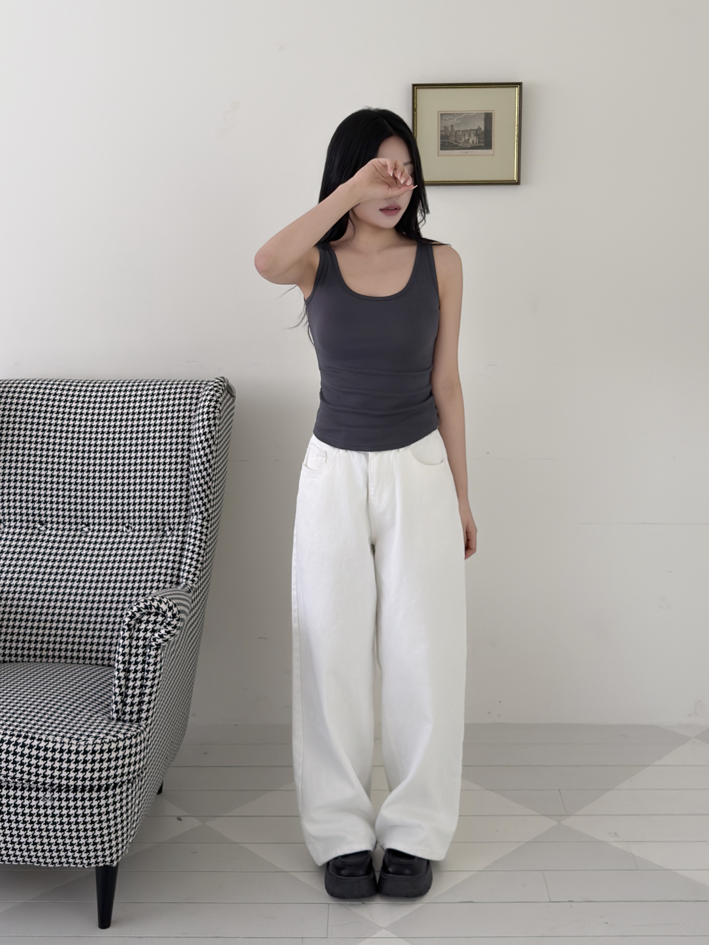 ラウンドネックベーシックスリムノースリーブ | 詳細画像8