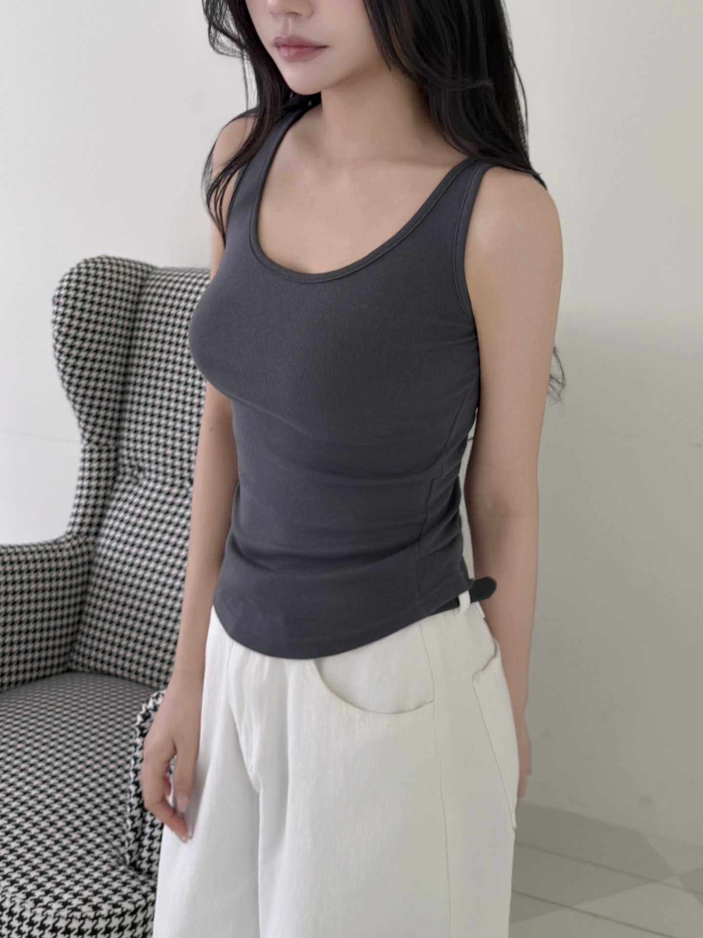 ラウンドネックベーシックスリムノースリーブ | 詳細画像5