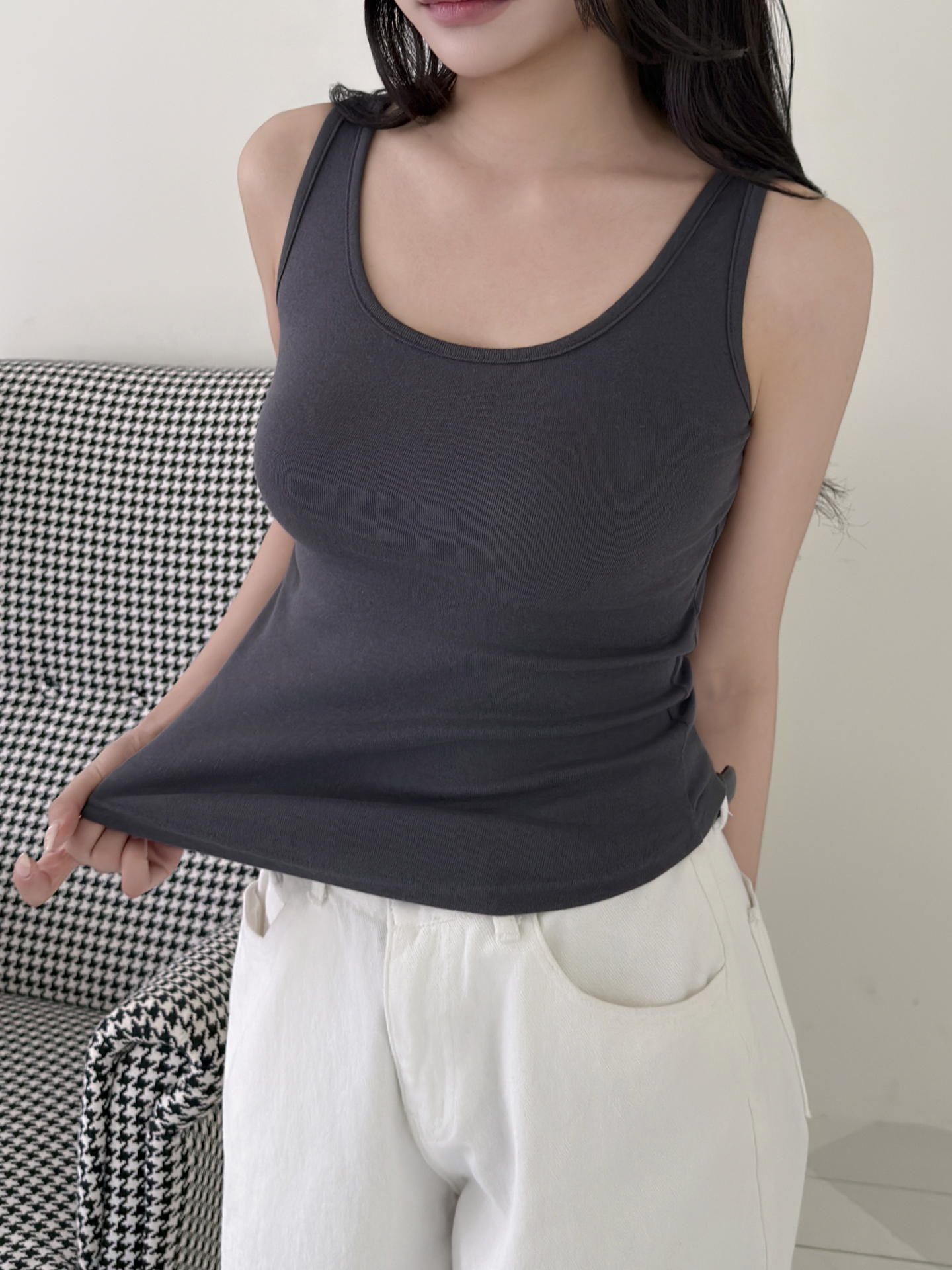 ラウンドネックベーシックスリムノースリーブ | 詳細画像12