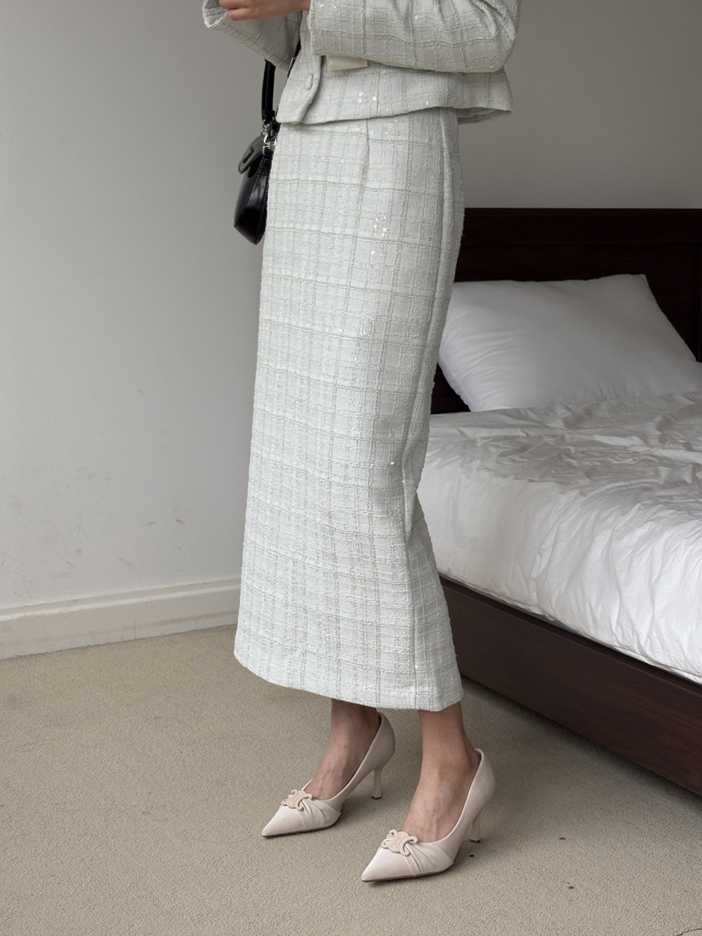 ツイードスパンコールスリットロングスカート | 詳細画像9